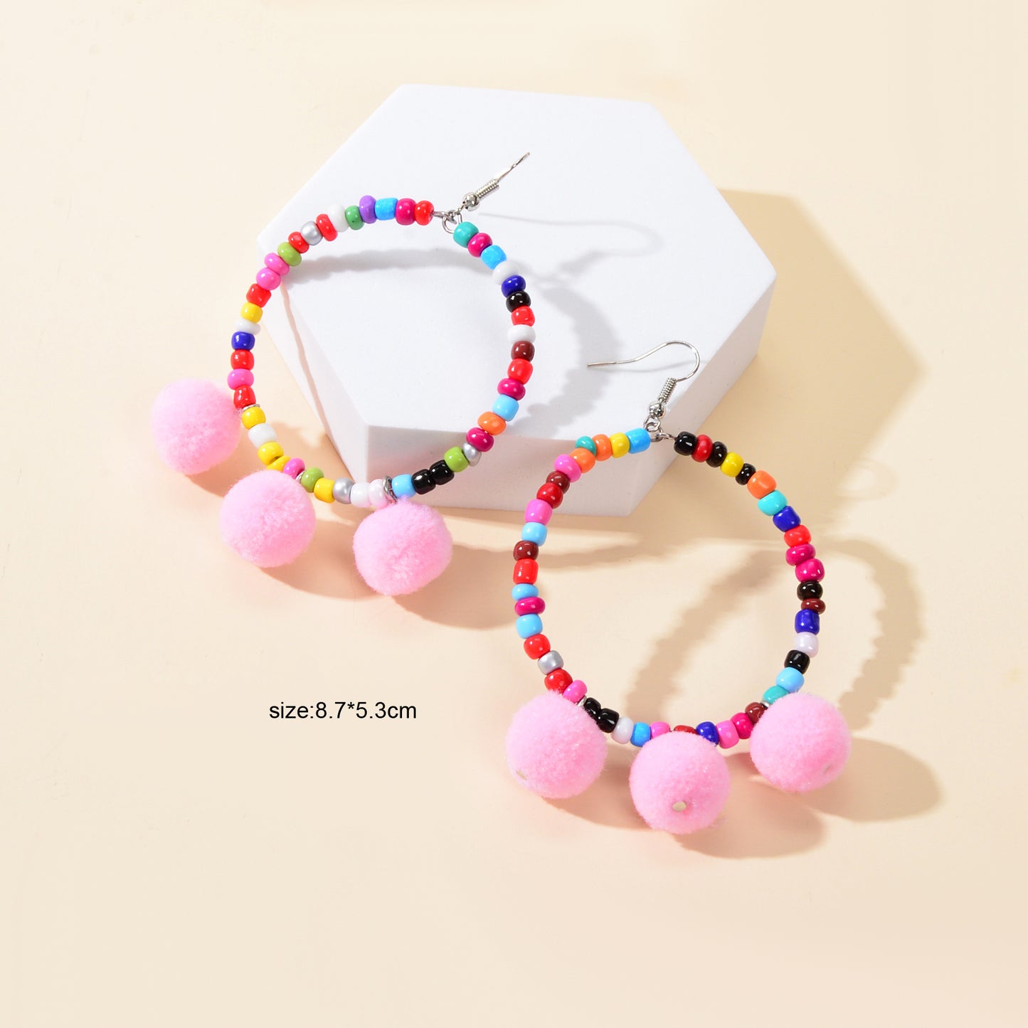 Ethnic Bohemian Style Colorful Beads Circle Ball Charm Dangle Earrings Jewellery