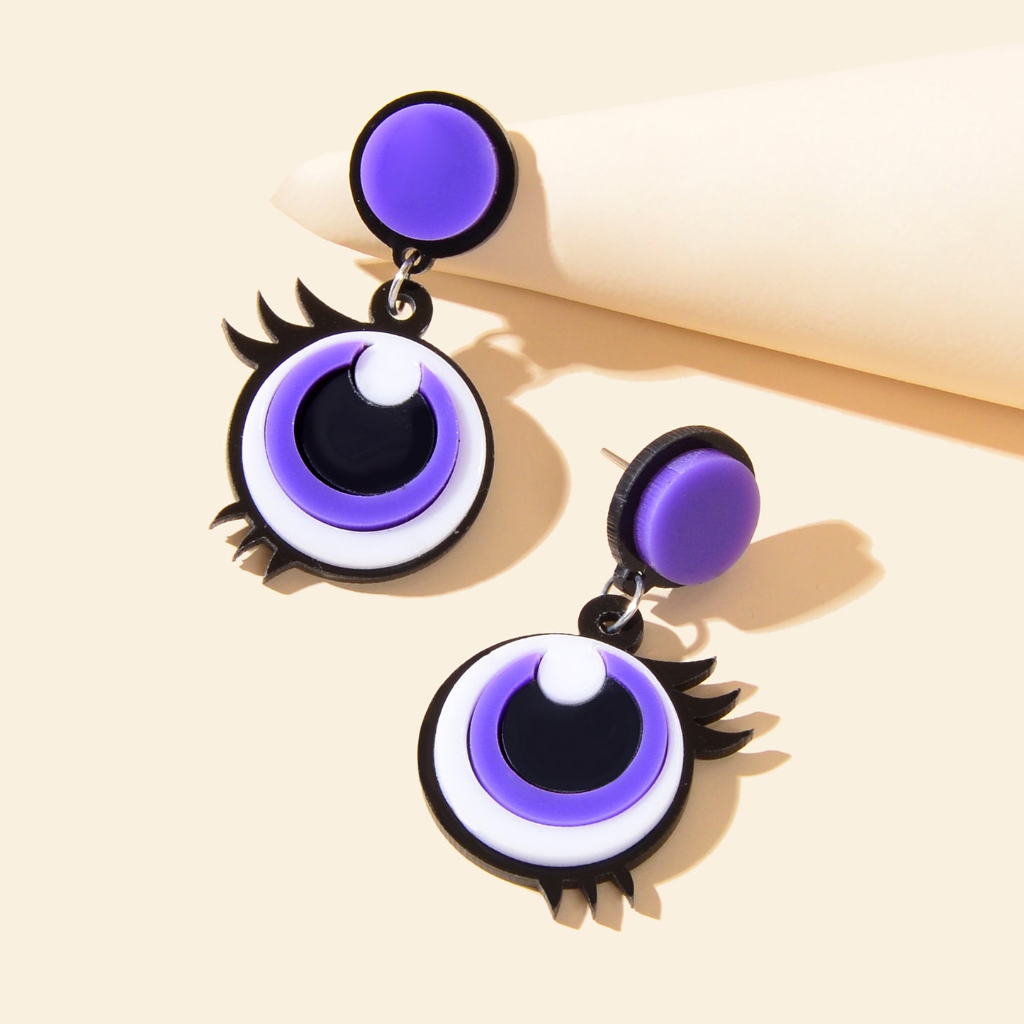 Cute Purple Eye Earrings Acrylic Cartoon Novelty Trendy Lightweight Drop Stud