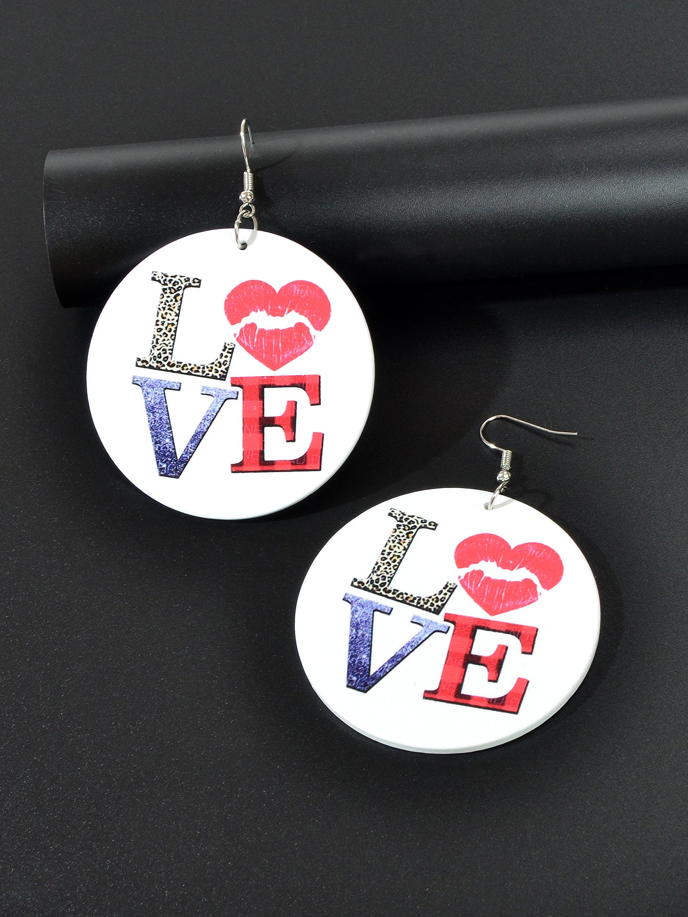 Stunning Colorful LOVE Circle Earrings - Fashionable Round Ear Jewelry Accessory