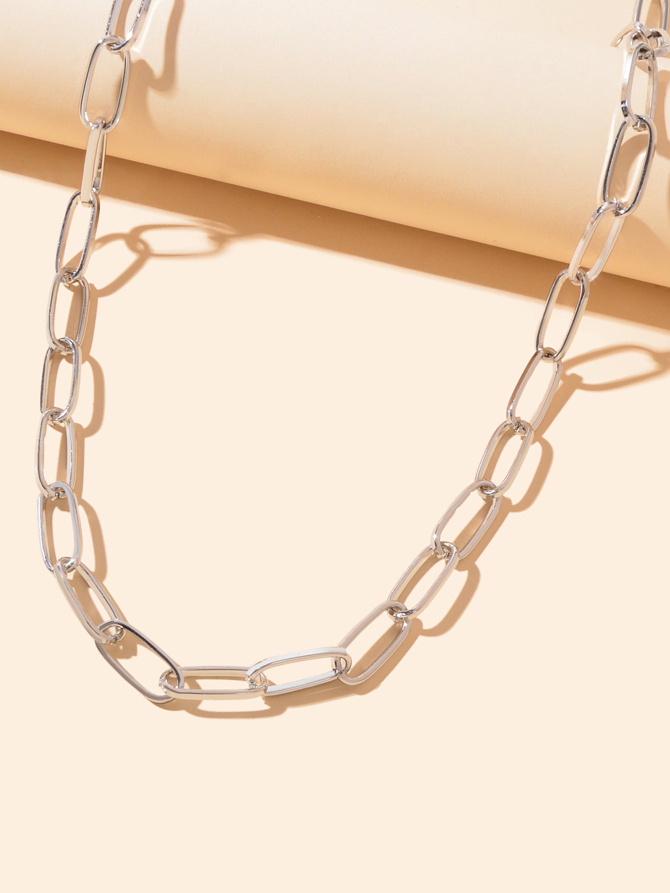 Punk Rock Style Crude Silver Link Chain Minimalist Necklace Men Party Decoration