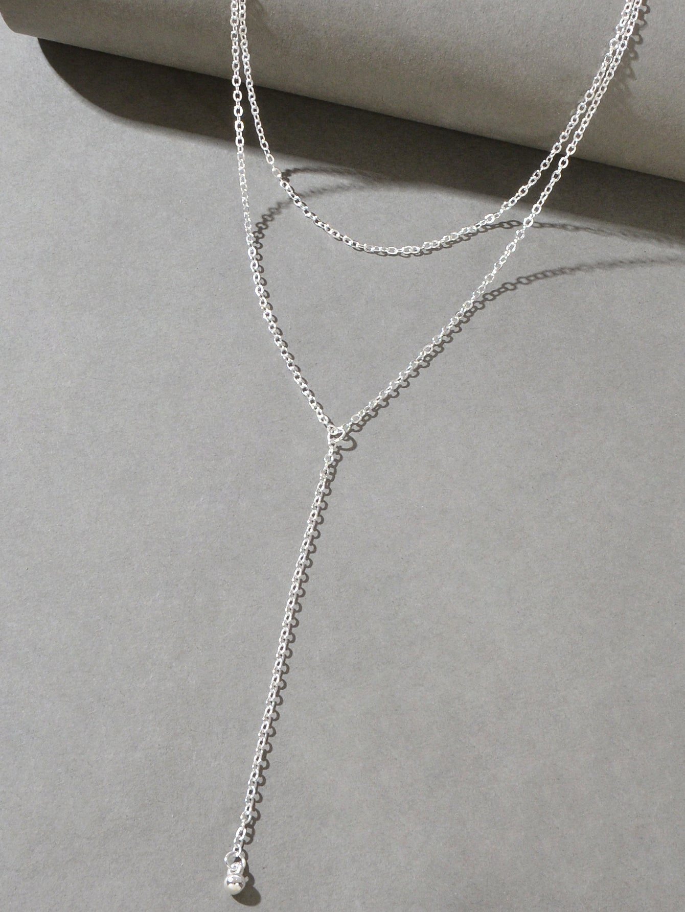 Trendy Double layer Gold Silver Chain Ball Charm Y Style Long Pendant Necklace