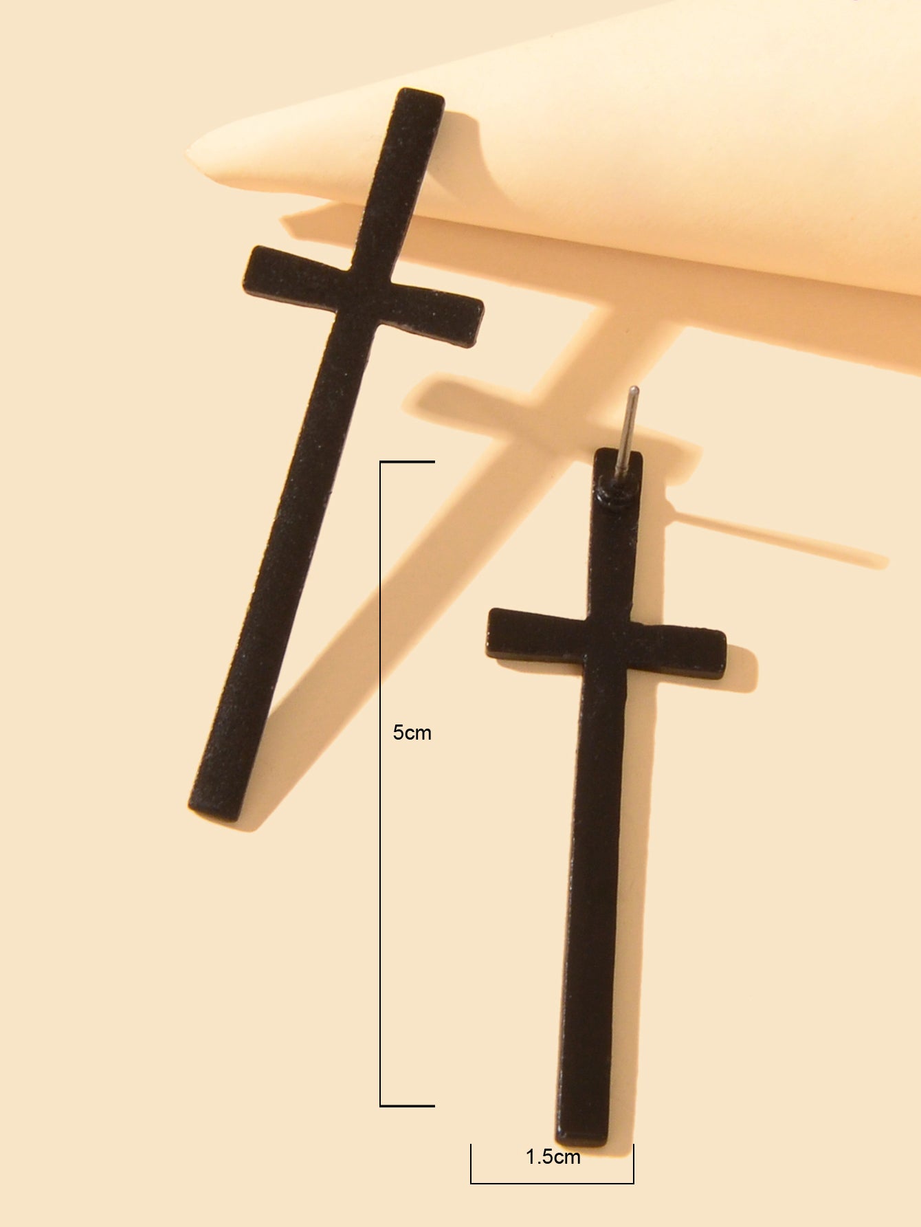 Cross Earrings Black Colour Drop Dangling Stud Girls Boys Party Gift Jewellery