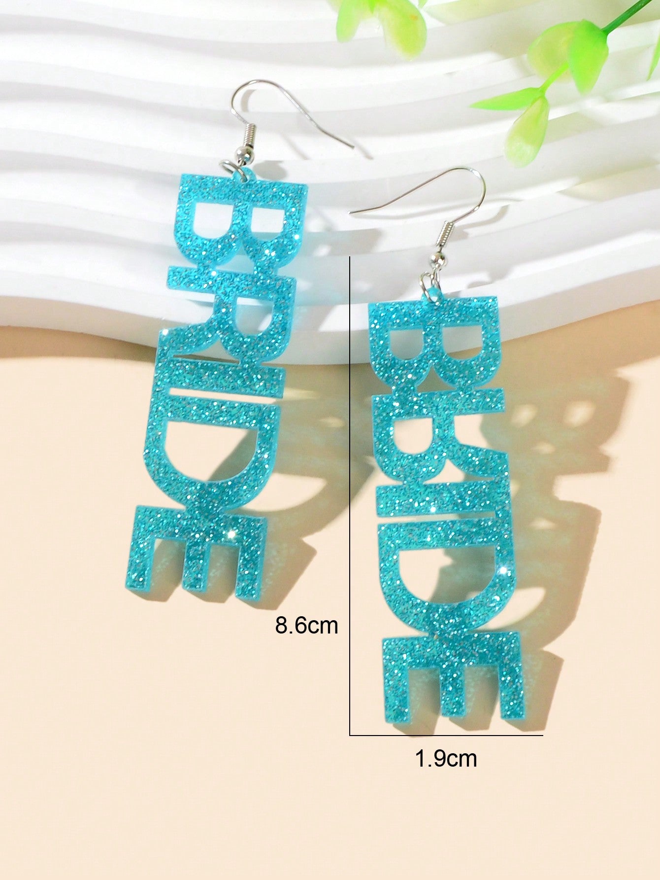 Wedding Bride Dangle Earrings Acrylic Handmade Fun Statement Jewelry Party Gift