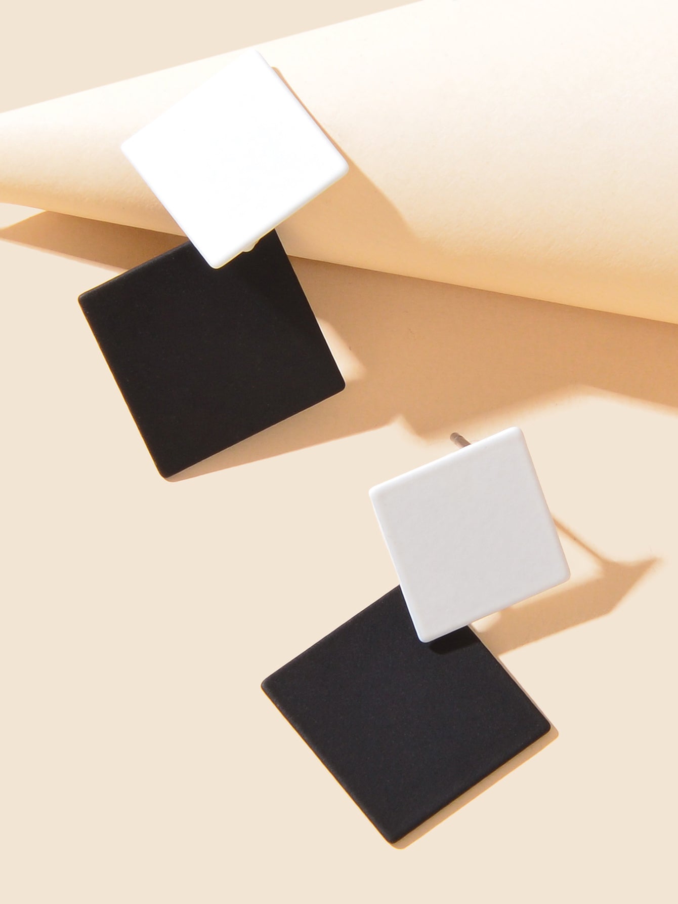 Chic Colourful Enamel Square Simple Geometric Stud Earrings Statement Jewellery