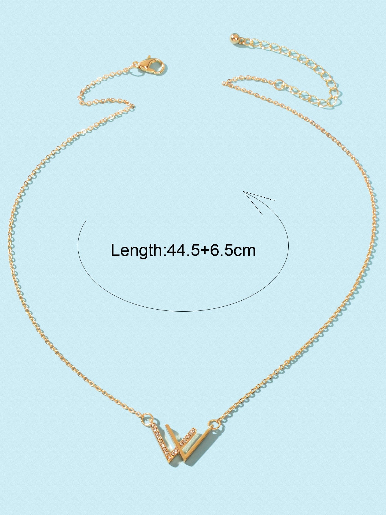 Minimalist Jewelry Rhinestone Decor Silver Chain V Shpe Geometric Charm Necklace