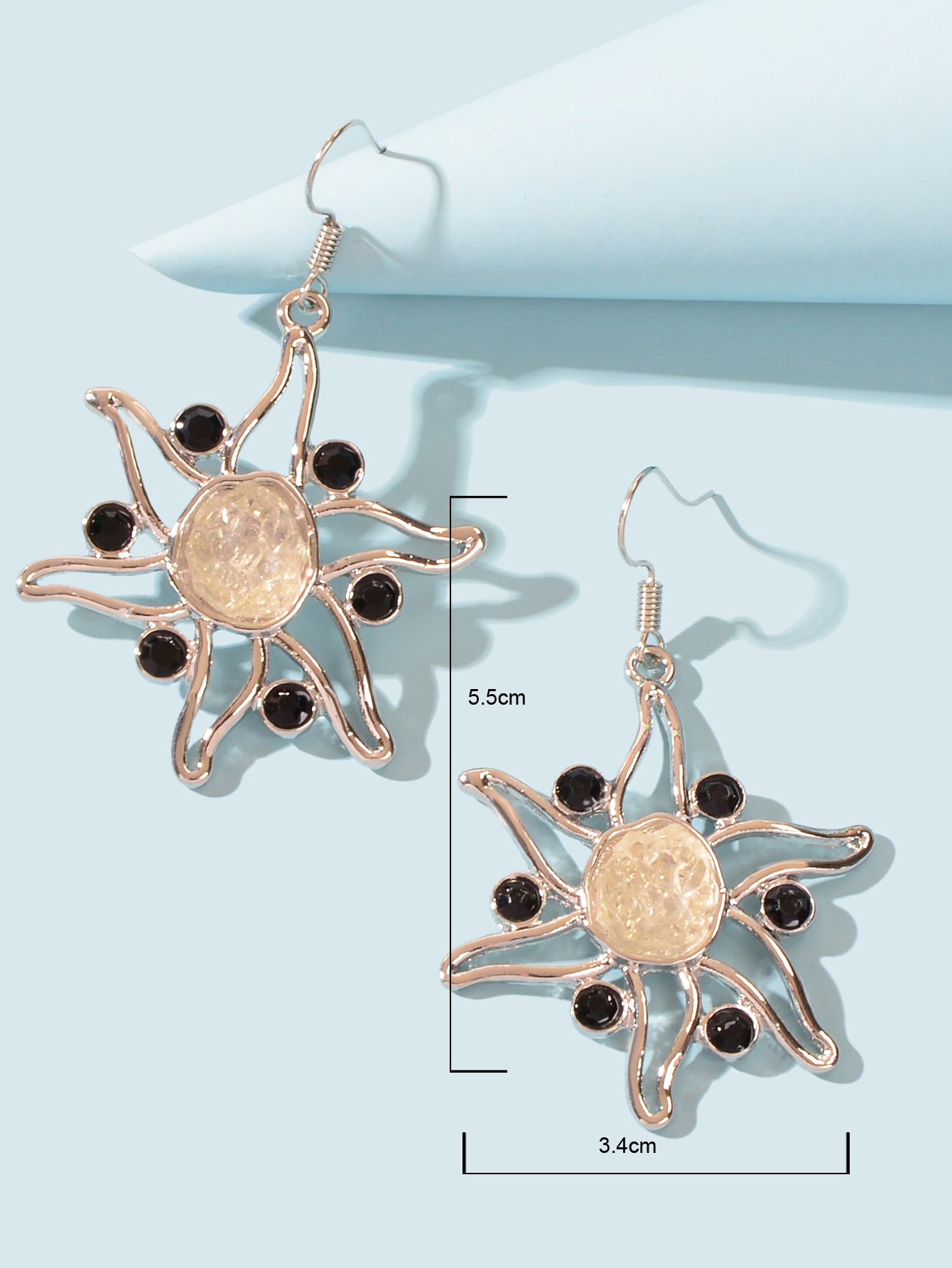 Sea Jewelry Ocean Silver Hollow Starfish Dangle Hook Exaggerated Beach Earrings