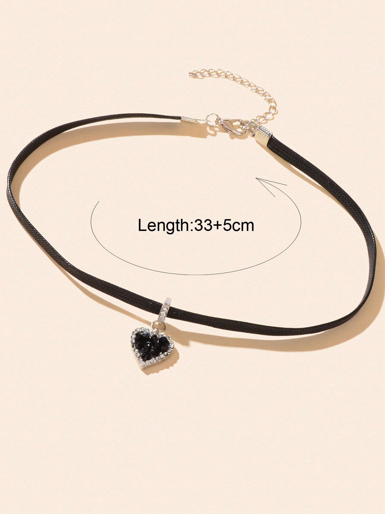 Black Heart Pendant Leather Cord Short Necklace Stylish Choker
