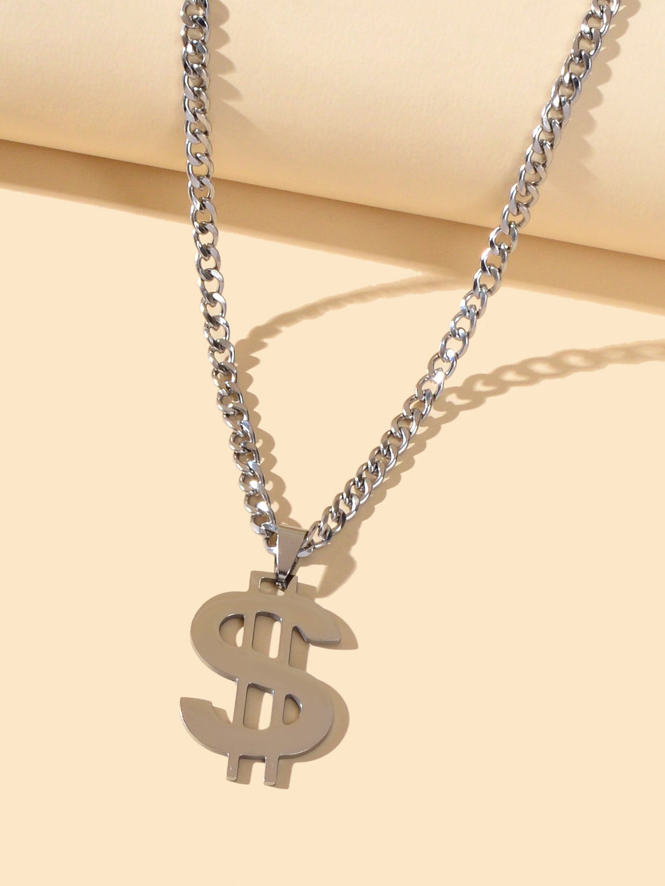Dollar Sign Hip Hop Money Pendant Silver Rock Punk Necklace Bar Party Jewellery