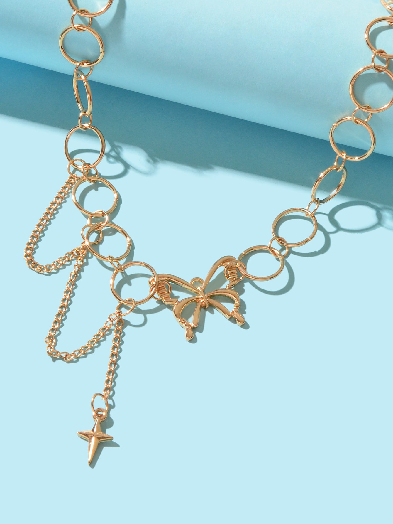 Silver Chain Star Butterfly Fringe Necklace Tassel Collar Accessories Jewellery