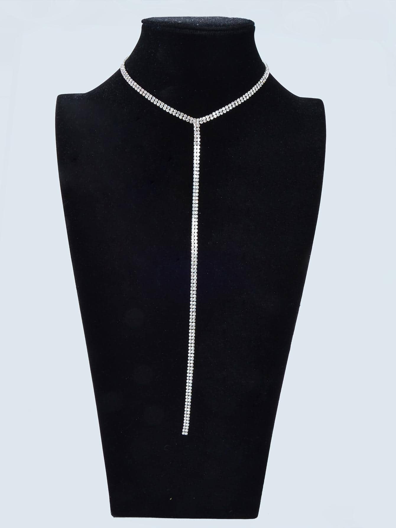 Silver Fringe Necklace with Full Diamond Embellishment Gift