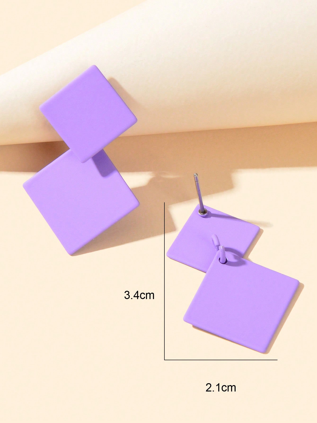 Chic Colourful Enamel Square Simple Geometric Stud Earrings Statement Jewellery
