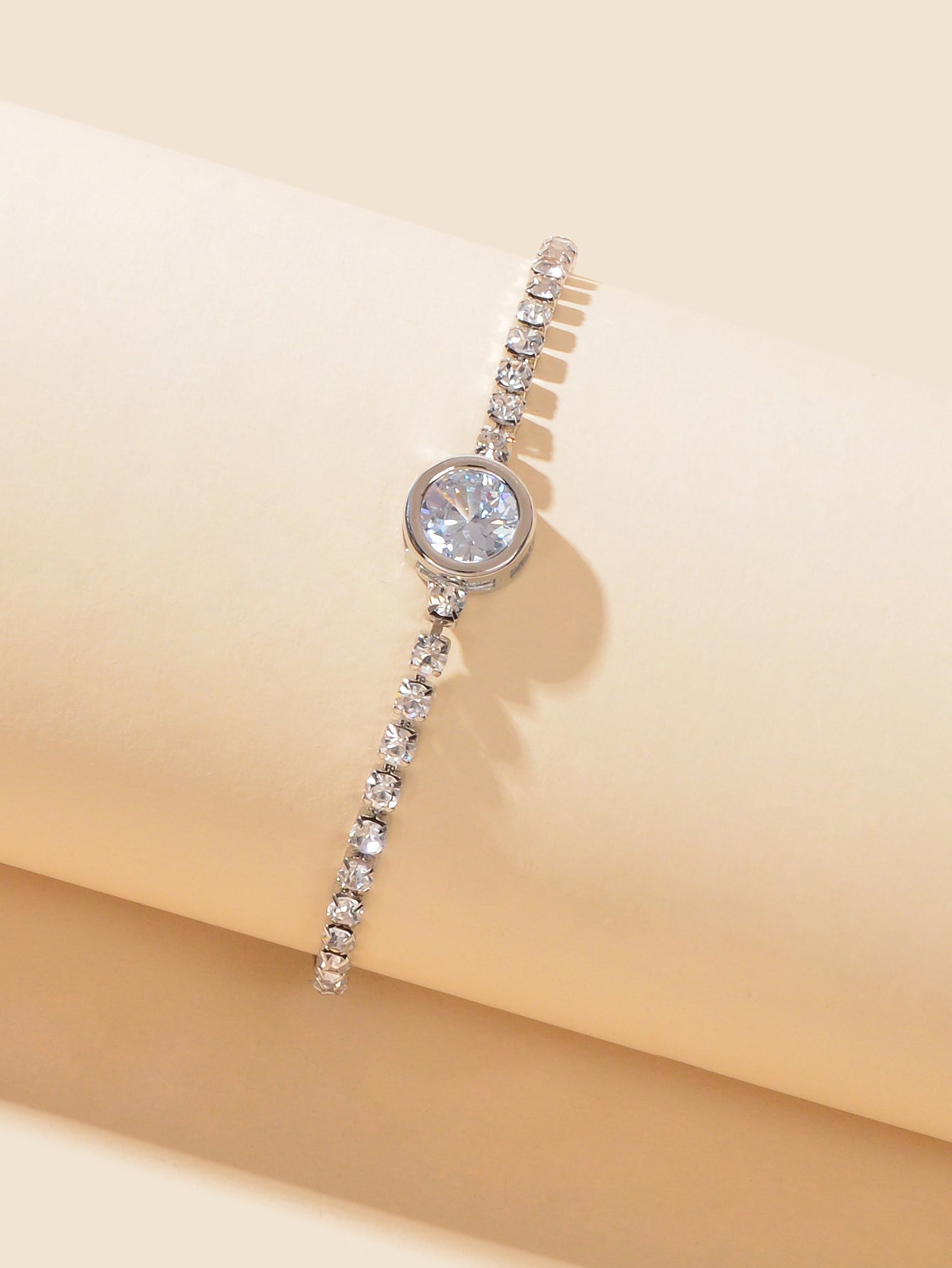 Luxurious Rhinestone Decor Sliding Chain Adjustable Women Wedding Party Bracelet