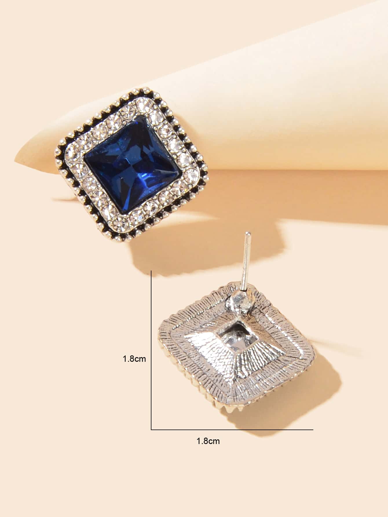 Blue Square Rhinestone Stud Earrings Elegant Fashion Accents for Every Occasion