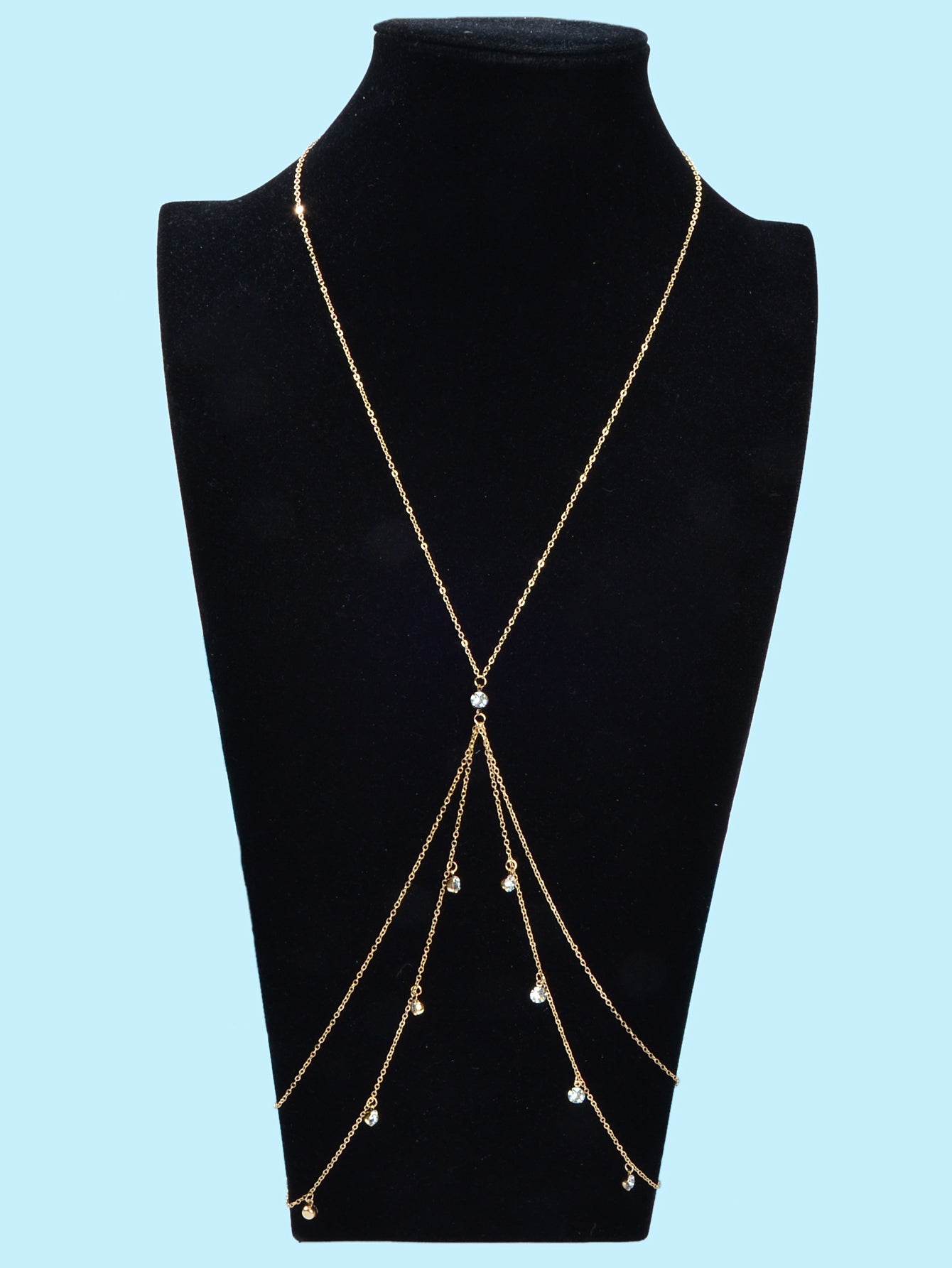 Boho Rhinestone Charm Chest Chain Gold Silver Body Chain Bra Nightclub Jewellery