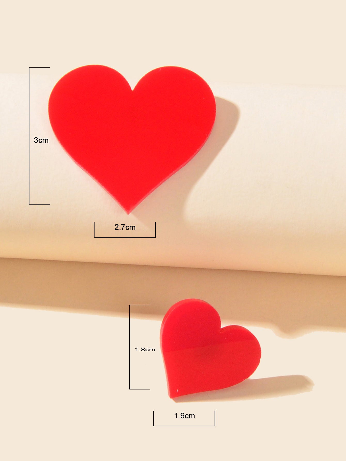 Asymmetrical Design Jewellery Small Big Resin Red White Love Heart Stud Earrings