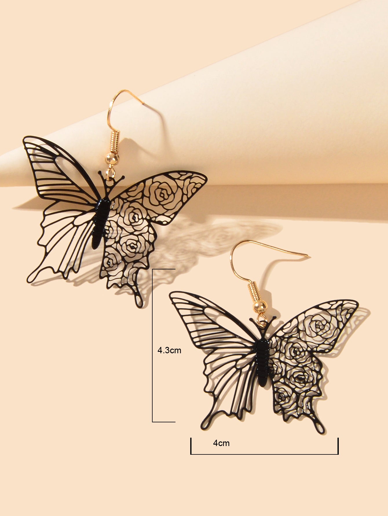 Creative Designer Jewellery Black Red Hollow Butterfly Dangle Insect Earrings