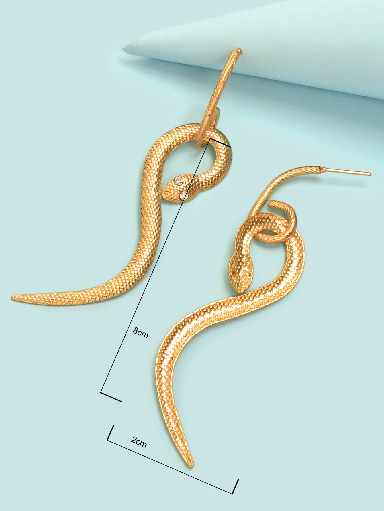 Designer Jewelry Punk Rock Stylish Gold Snake Pendant Pierced Statement Earrings