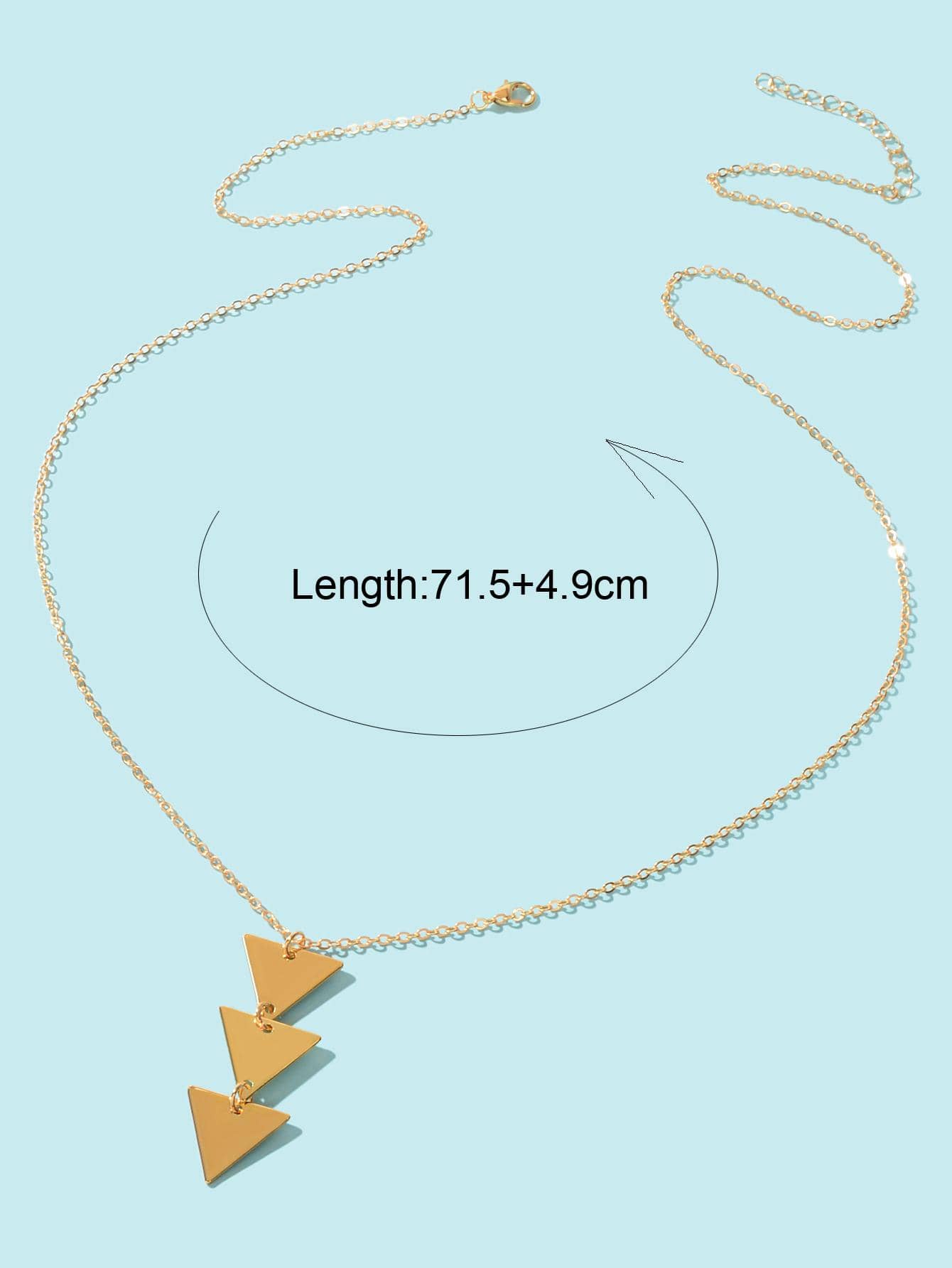 Modern Long Chain Necklace with Three Triangle Pendants