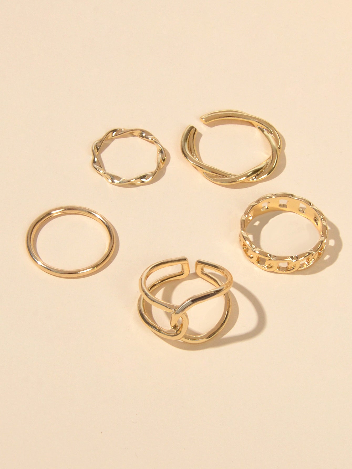 Minimalist Punk 5 pcs Trendy Gold Silver Stackable Multiple Midi Finger Ring Set