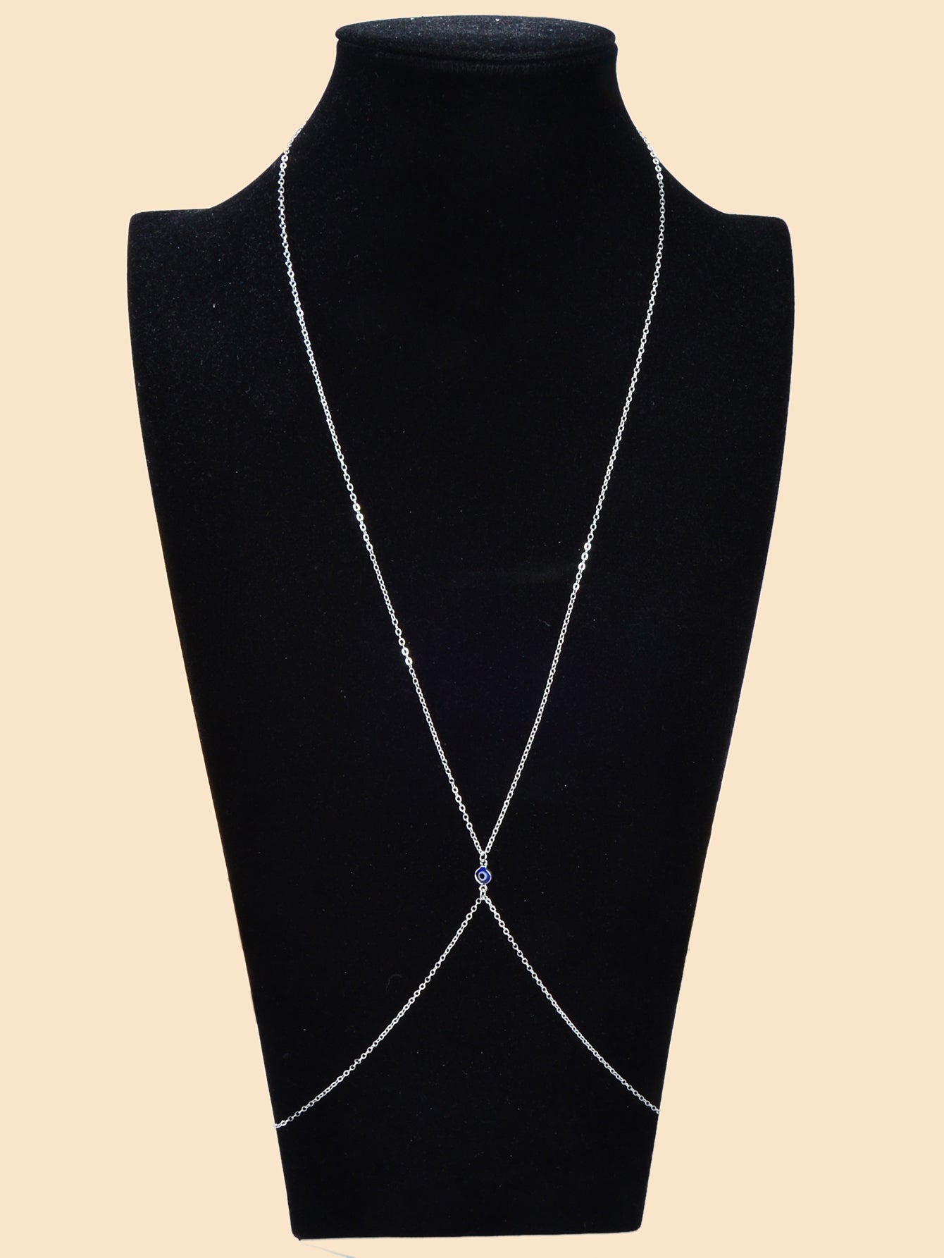 Evil Eye Decor Silver Body Chain Crossover Harness Bikini Beach Body Jewellery