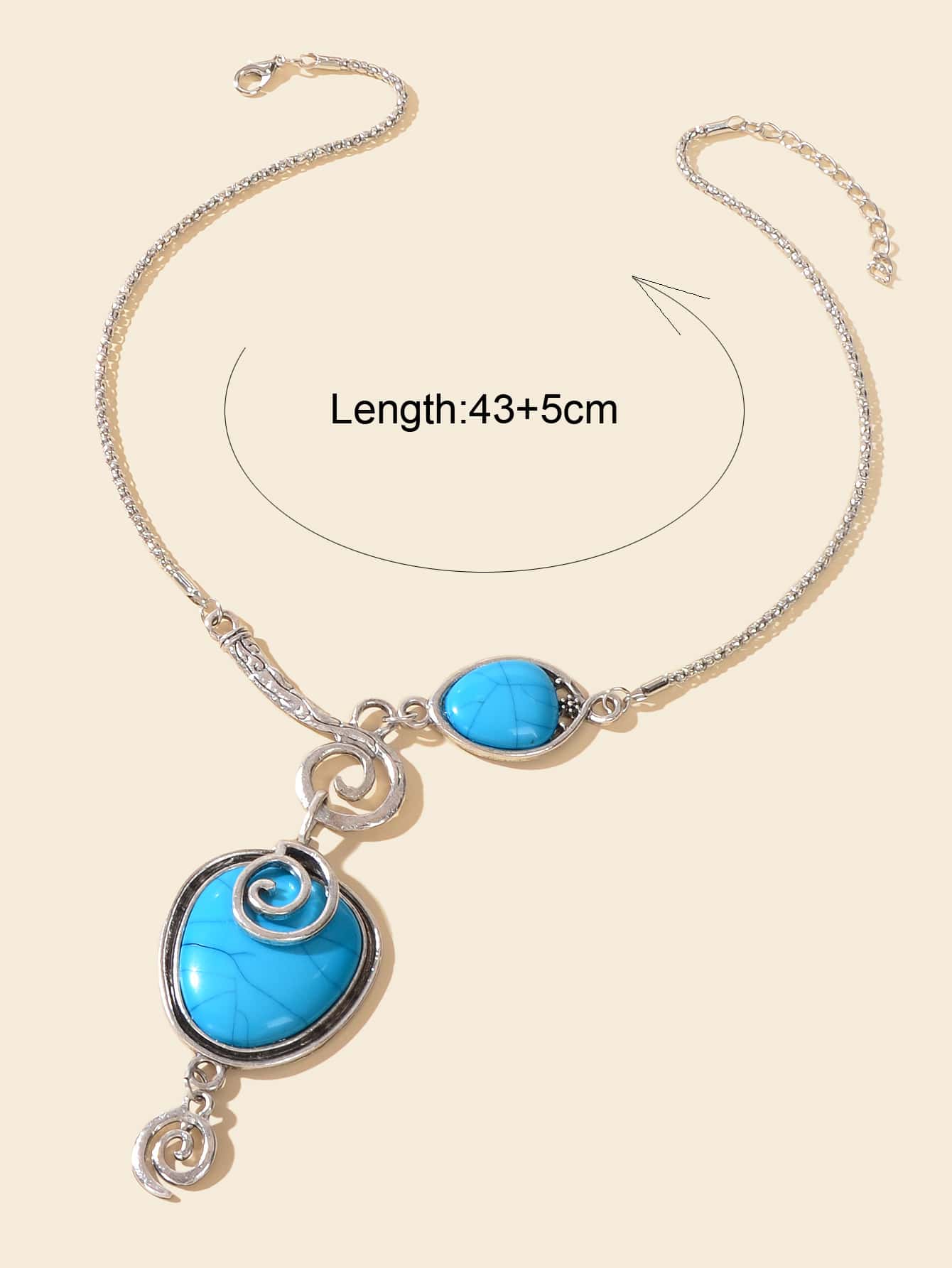 Turquoise Statement Pendant Necklace Antique Silver Jewelry