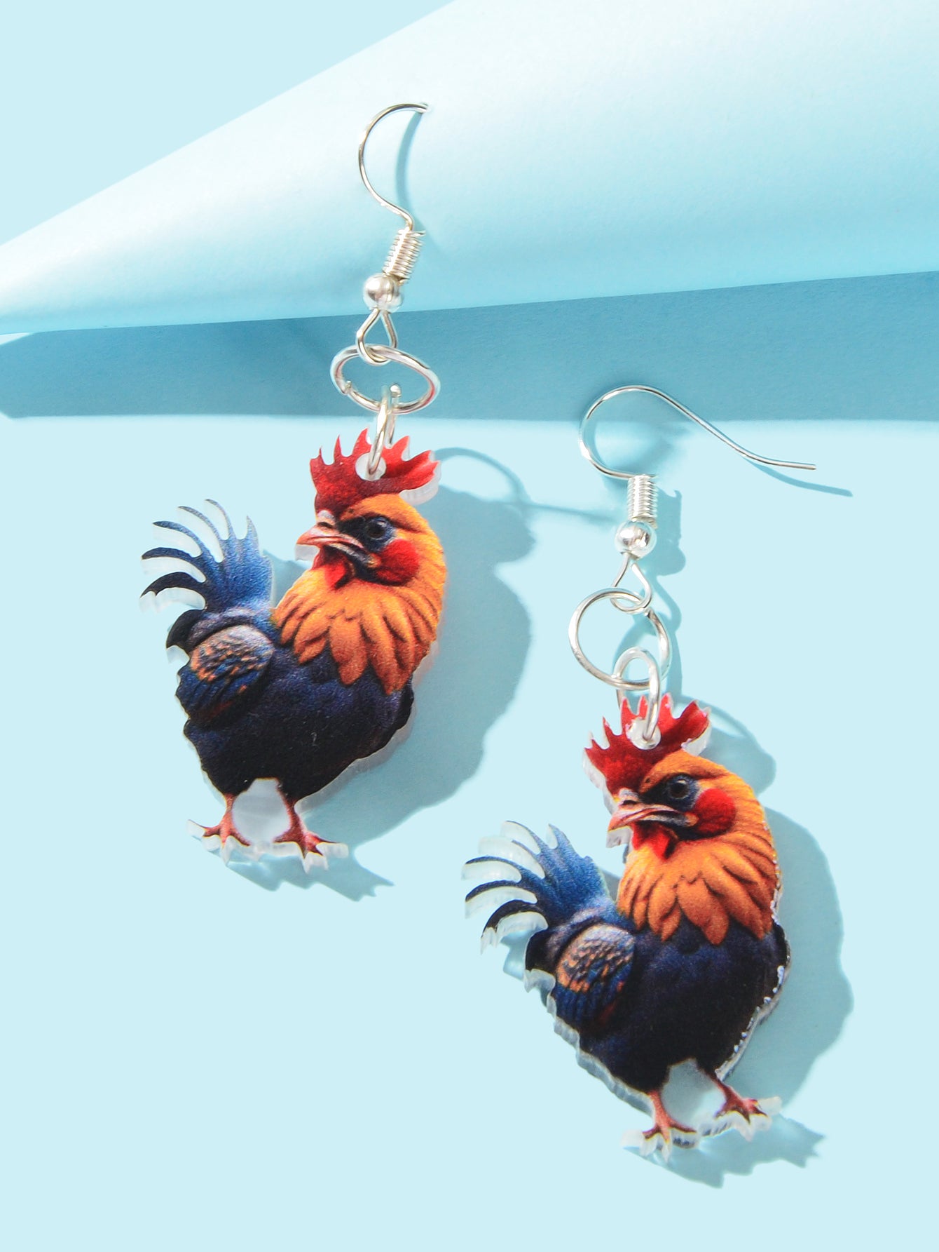 Vivid Rooster Acrylic Animal Dangle Earrings Women Vacation Chicken Jewellery