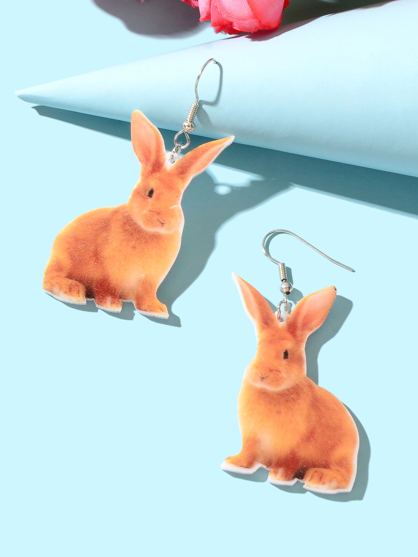 Acrylic Lifelike Rabbit Easter Bunny Dangling Earrings Lovely Animal Accessories