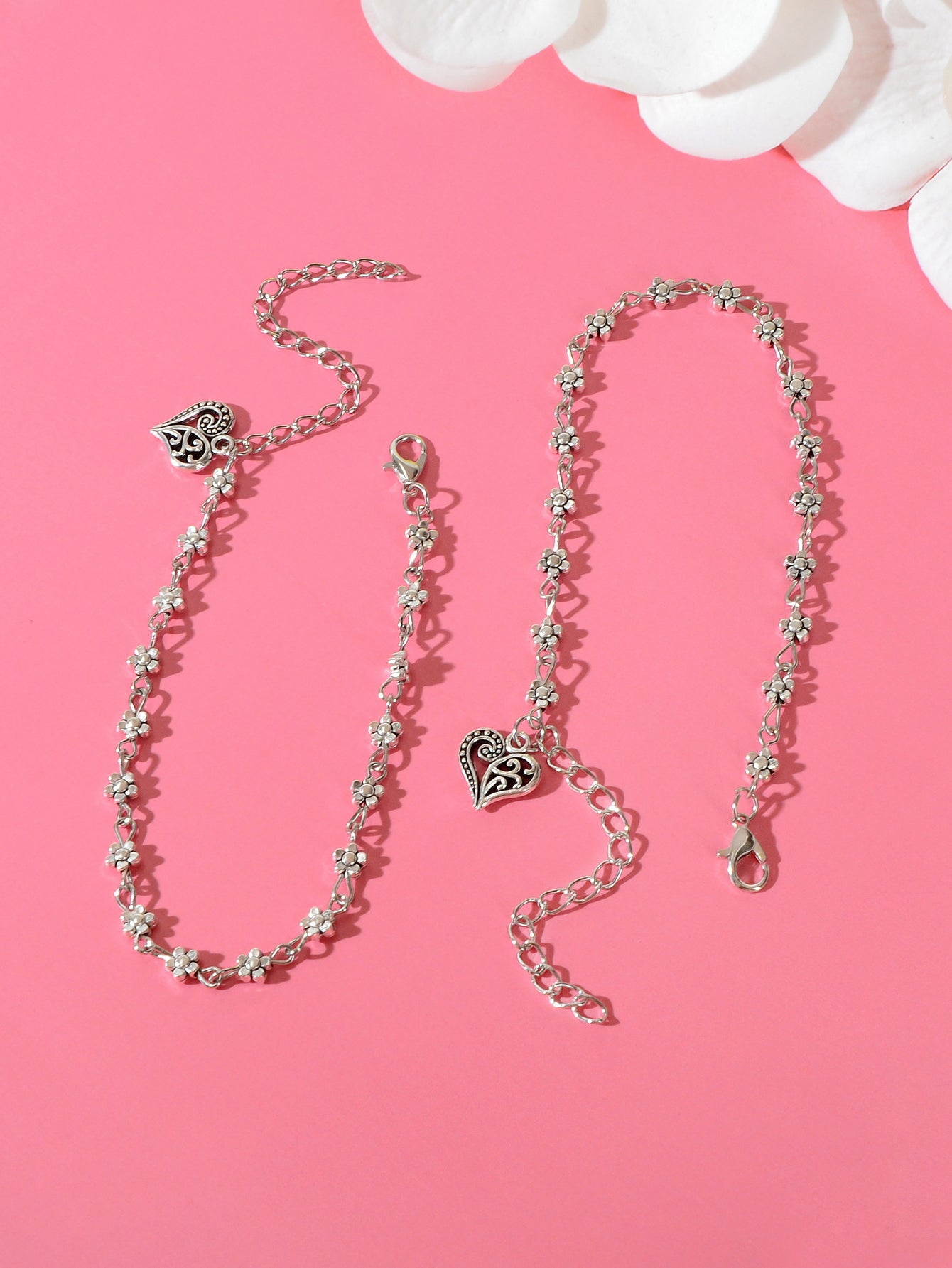 2pcs Valentine's Day Vintage Anklets Matching Couple Best Friend Foot Jewellery