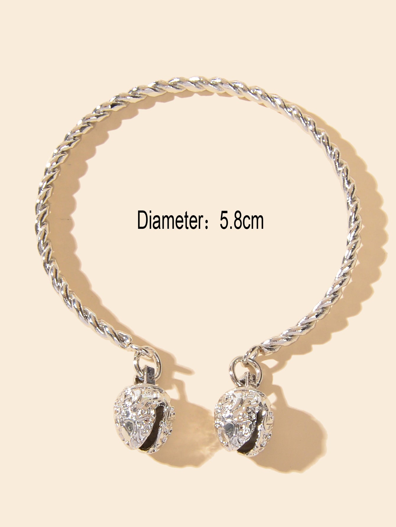 Statement Wedding Party Silver Open Cuff Wrap Bangle Band Bell Charm Bracelet