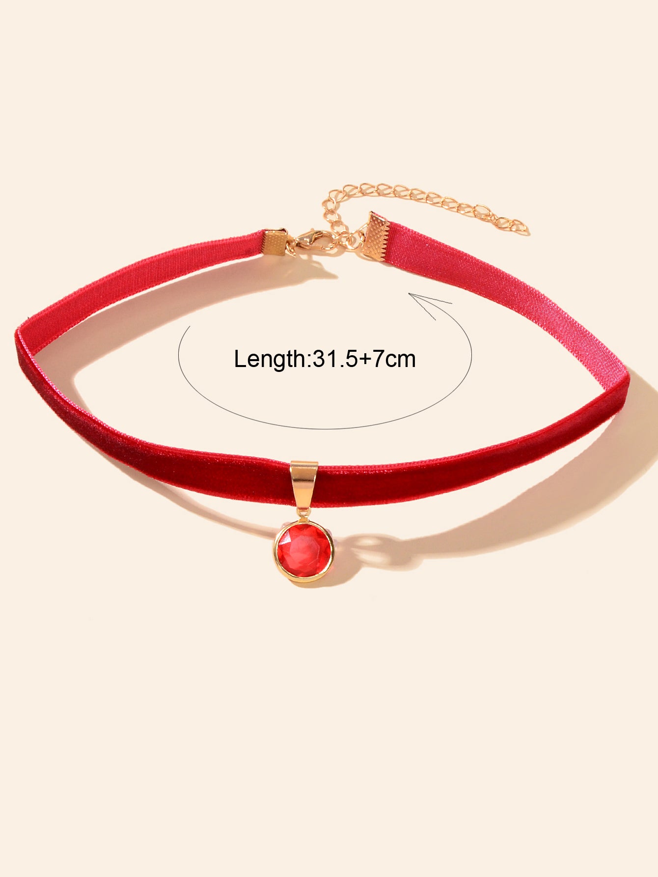 Retro Accessories Red Velvet Round Charm Choker Collar Necklace Festival Jewelry