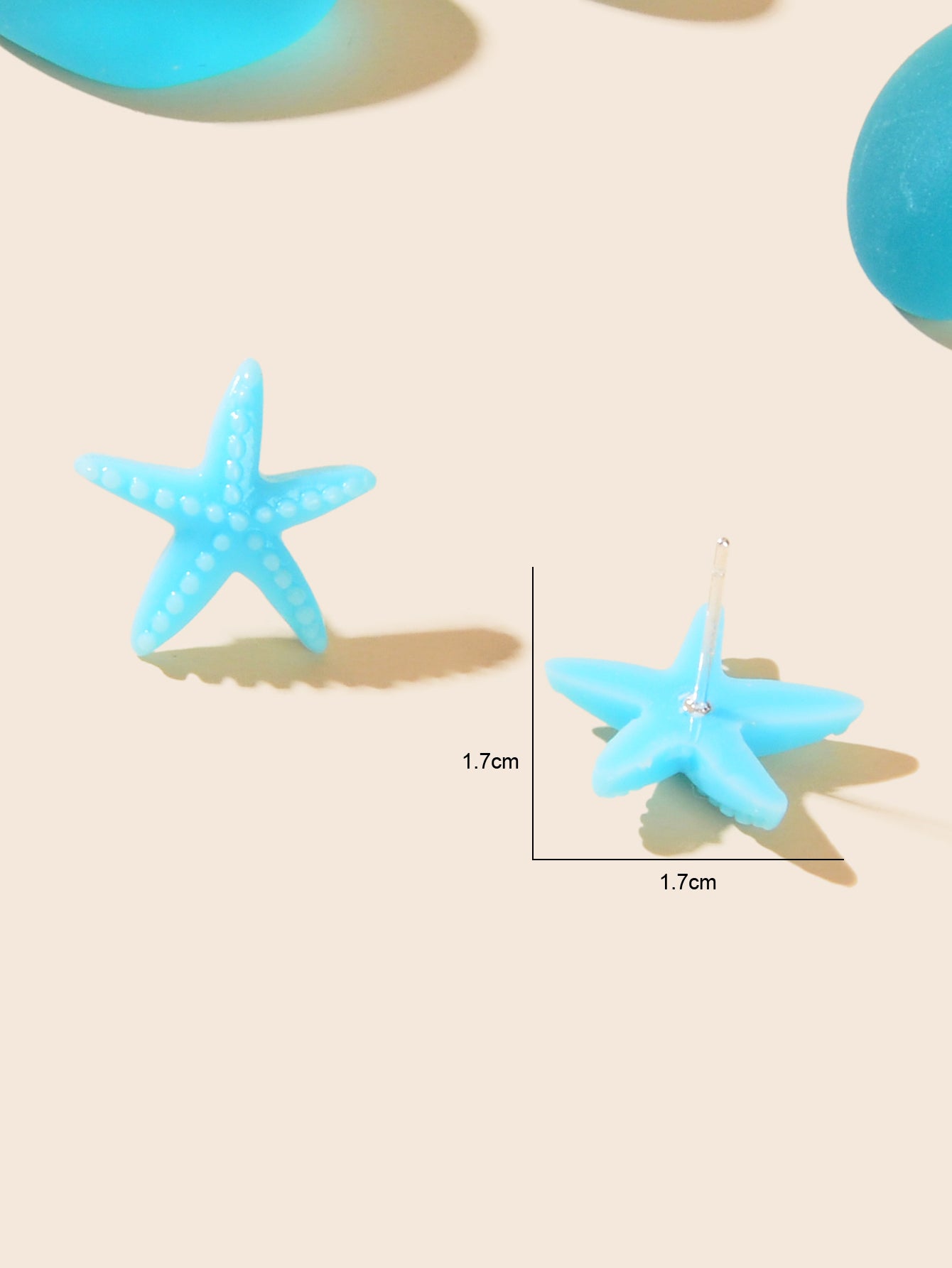 Ocean Beach Tribal Chic Blue Resin Starfish Stud Earrings Holiday Sea Jewellery