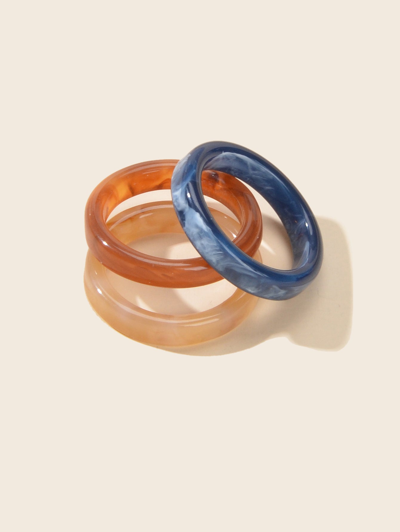 3 pcs Chic Jewellery Colorful Acrylic Multiple Stackable Midi Finger Ring Set