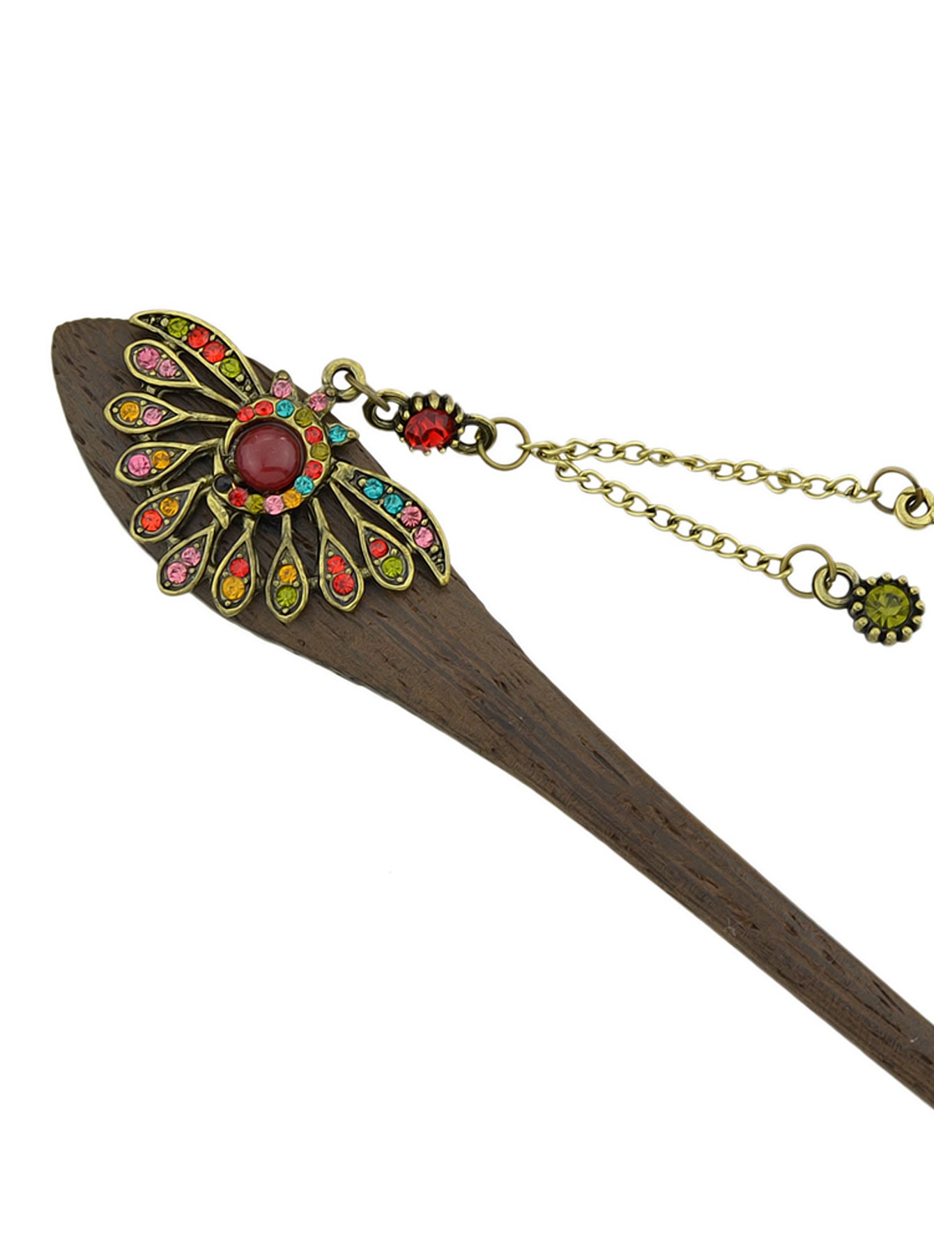 Traditional Style Colorful Rhinestone Peacock Hair Sticks Women Hair Accessories