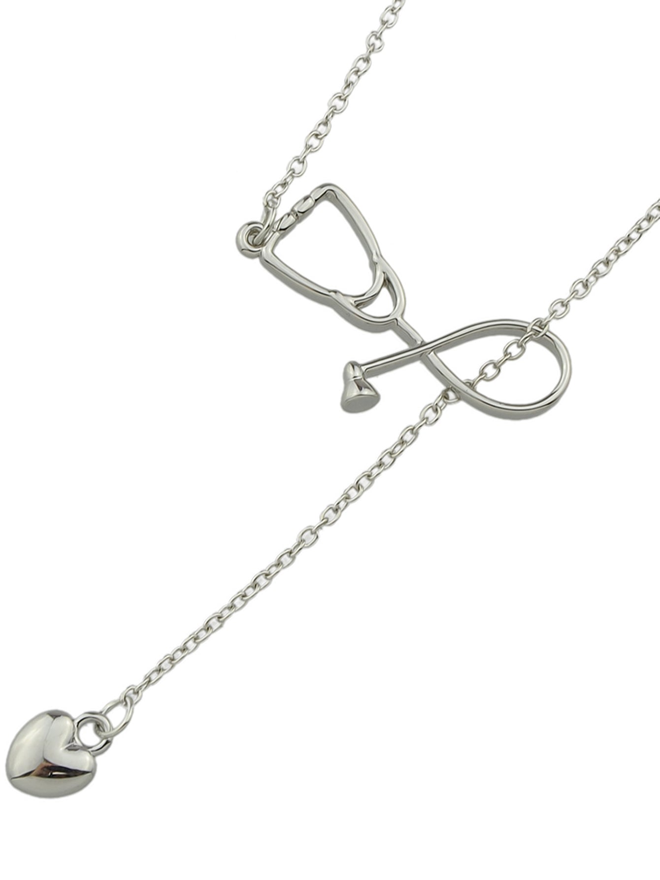 Minimalist Jewelry Trendy Gold Silver Stethoscope Heart Pendant Y shape Necklace