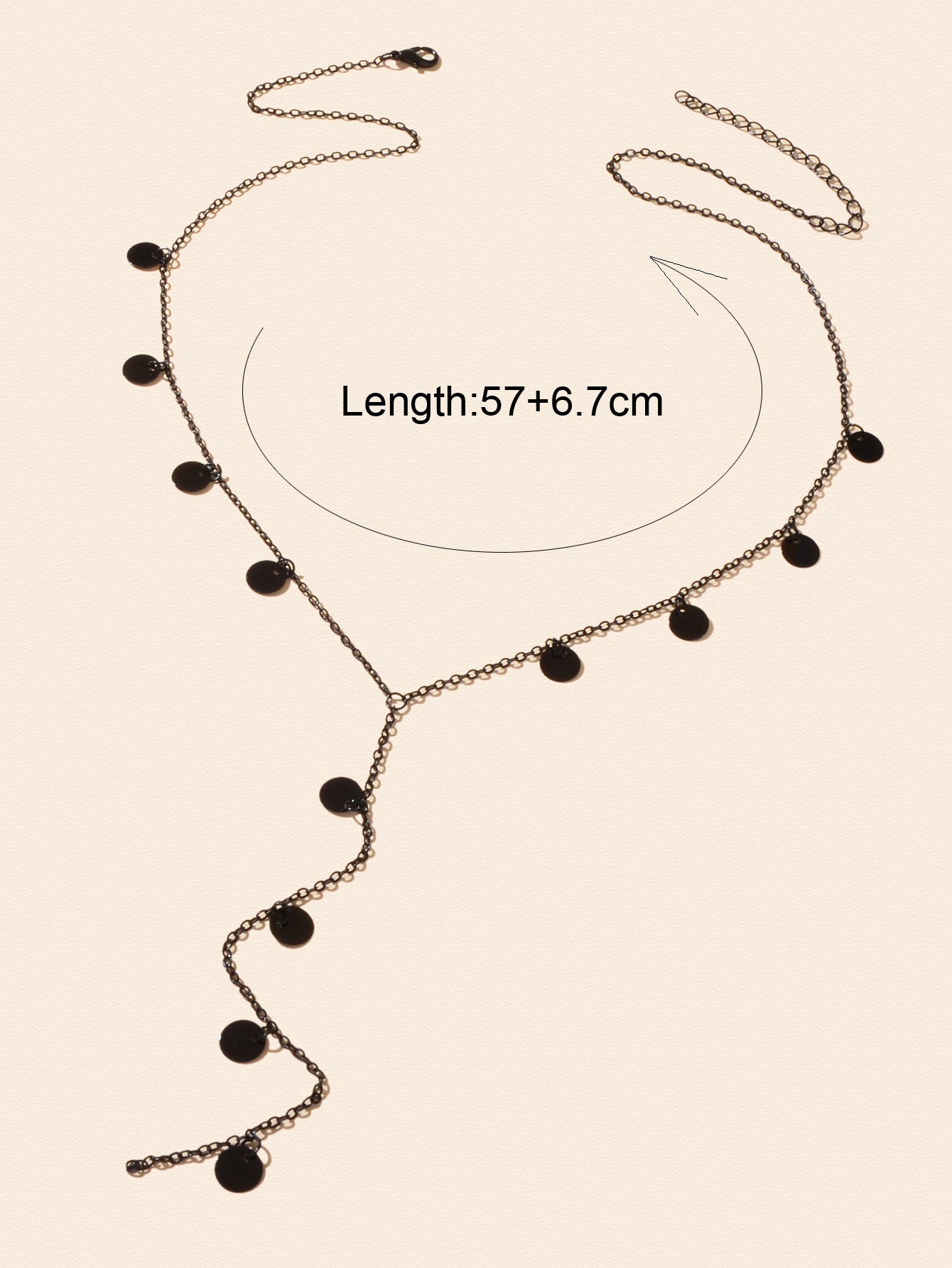Stylish Jewellery Black Disc Charm Y Style Long Chain Pendant Necklace for Women