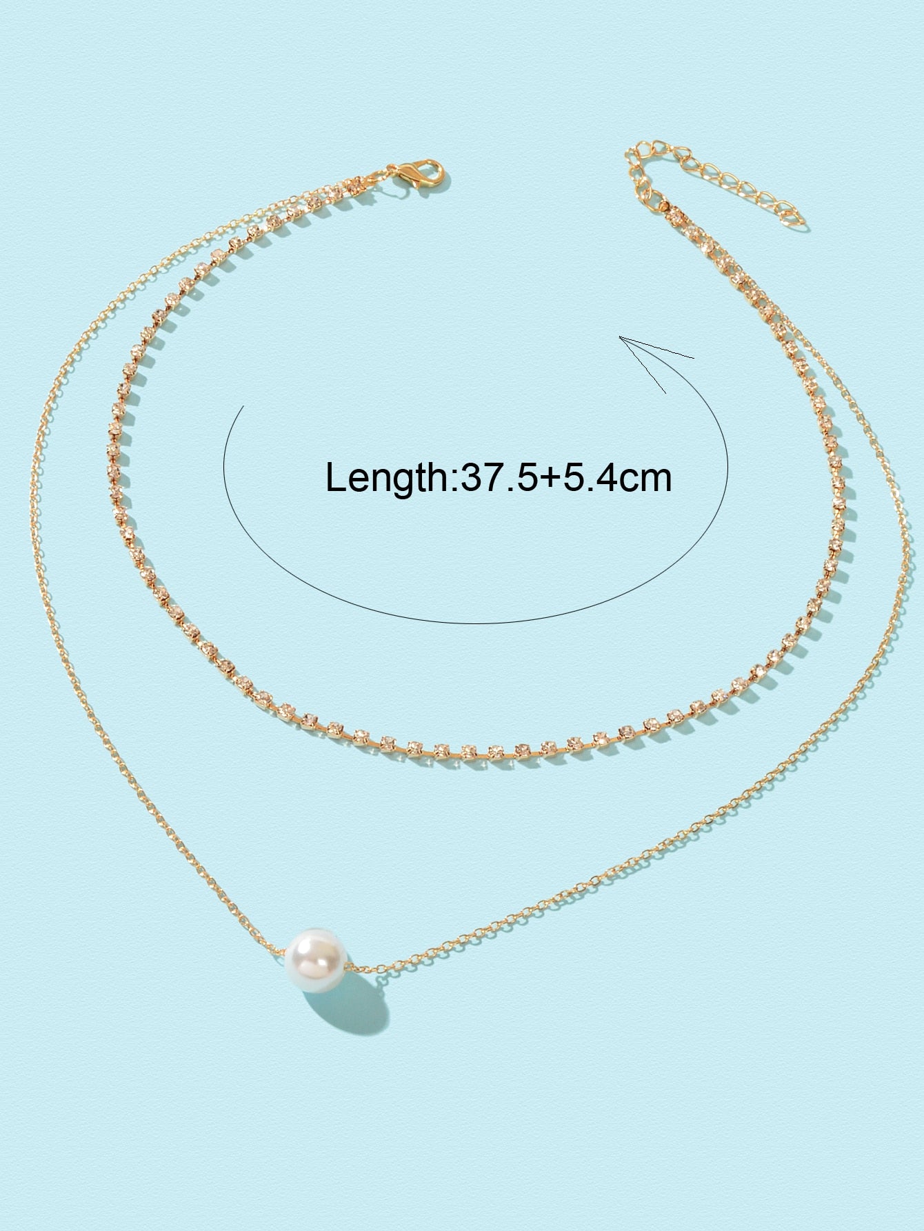 Double Layered Necklace Adjustable Simple Chain Multilayer Rhinestone Collar