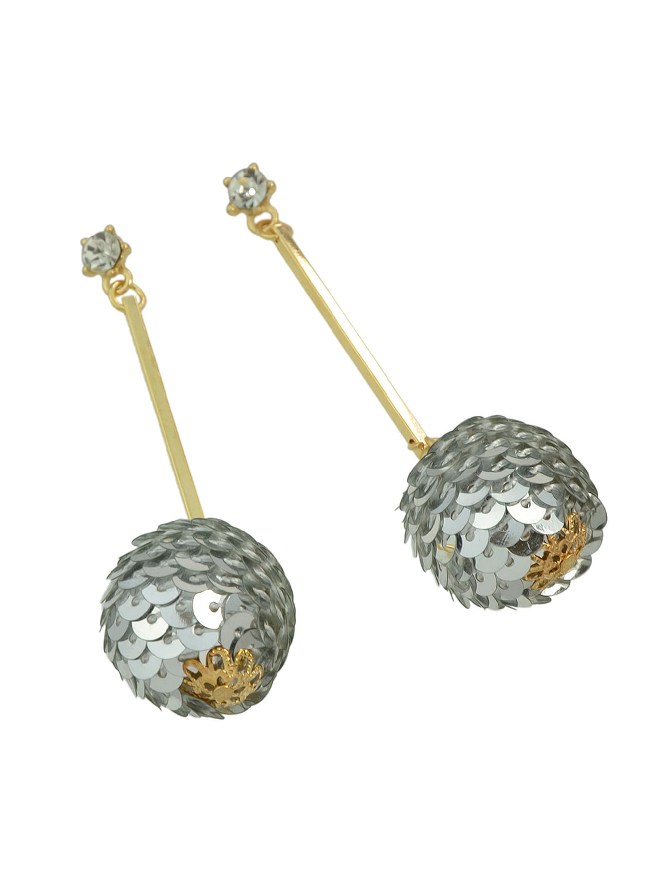 Rhinestone Sequins Ball Charm Pendant Dangle Earrings Women Girl Teens Jewellery