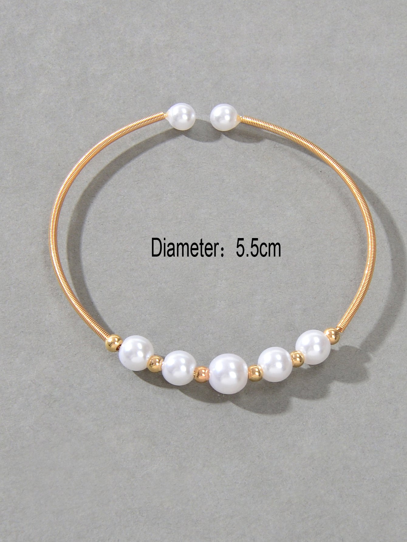 Women Delicate Pearl Decor Cuff Bangle Gold Plated Jewellery Classic Bracelet