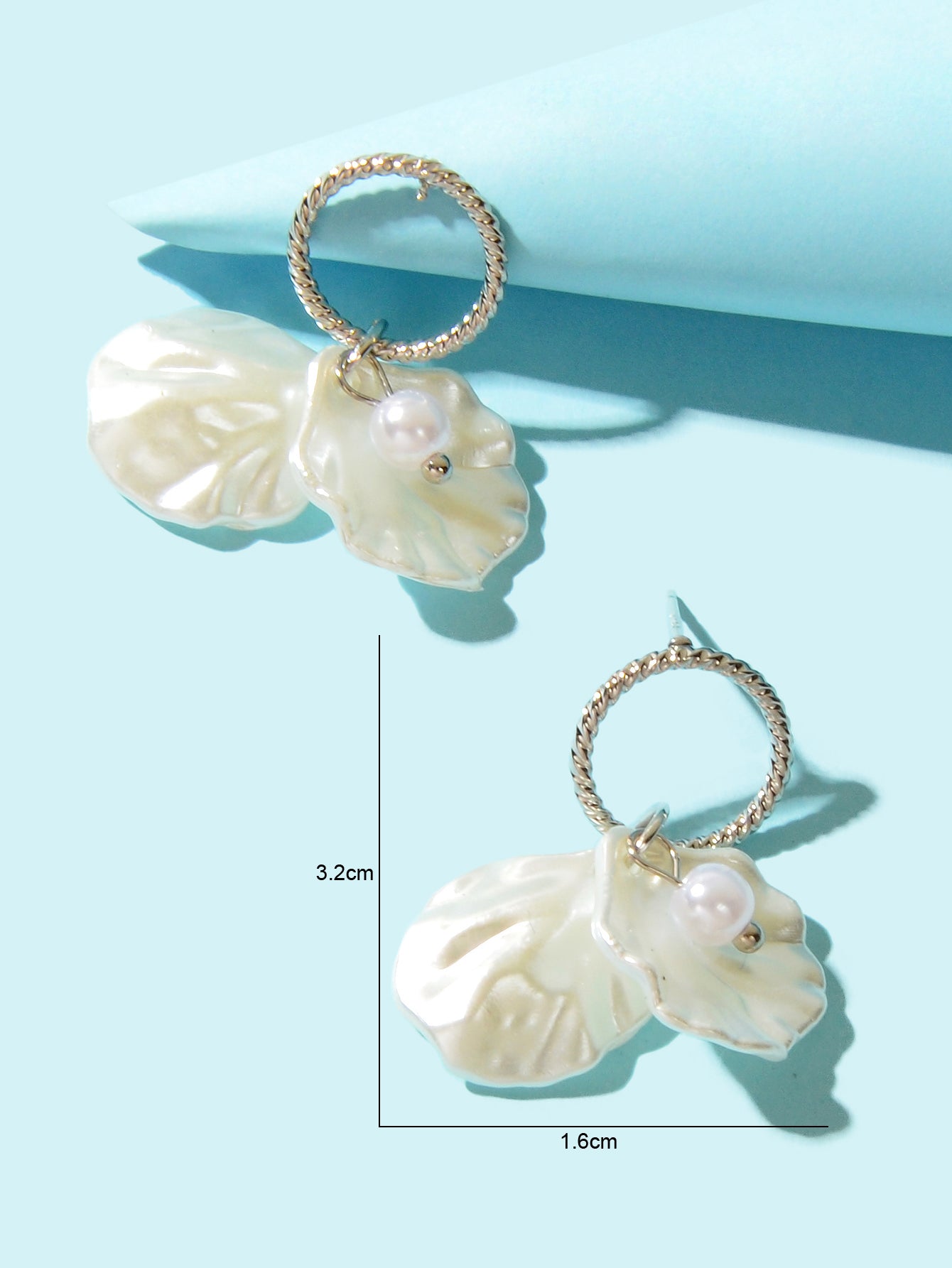 Awesome Pearl Decor Shell Shape Stud Gold Ocean Earrings Women Party Decoration