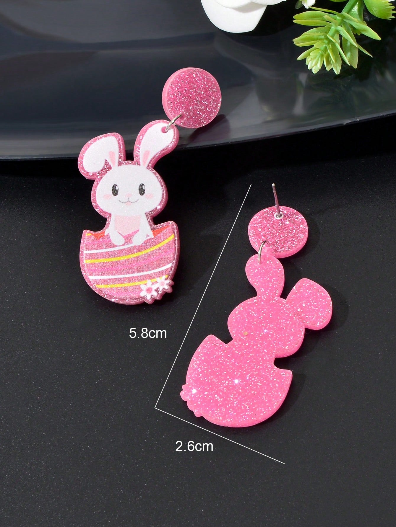 Pink Easter Bunny Pendant Earrings - Festive and Fun Fashion Accessories