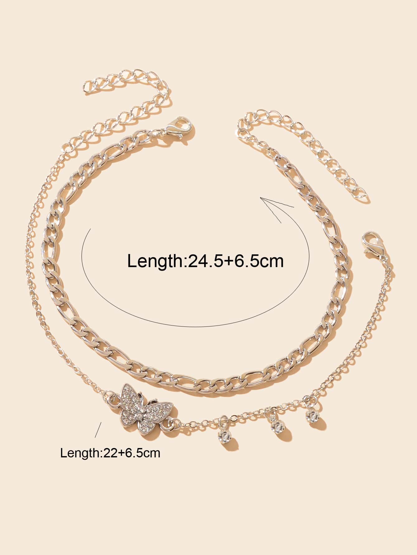 Butterfly Pendant Double-Layer Silver Chain Foot Anklet Gift