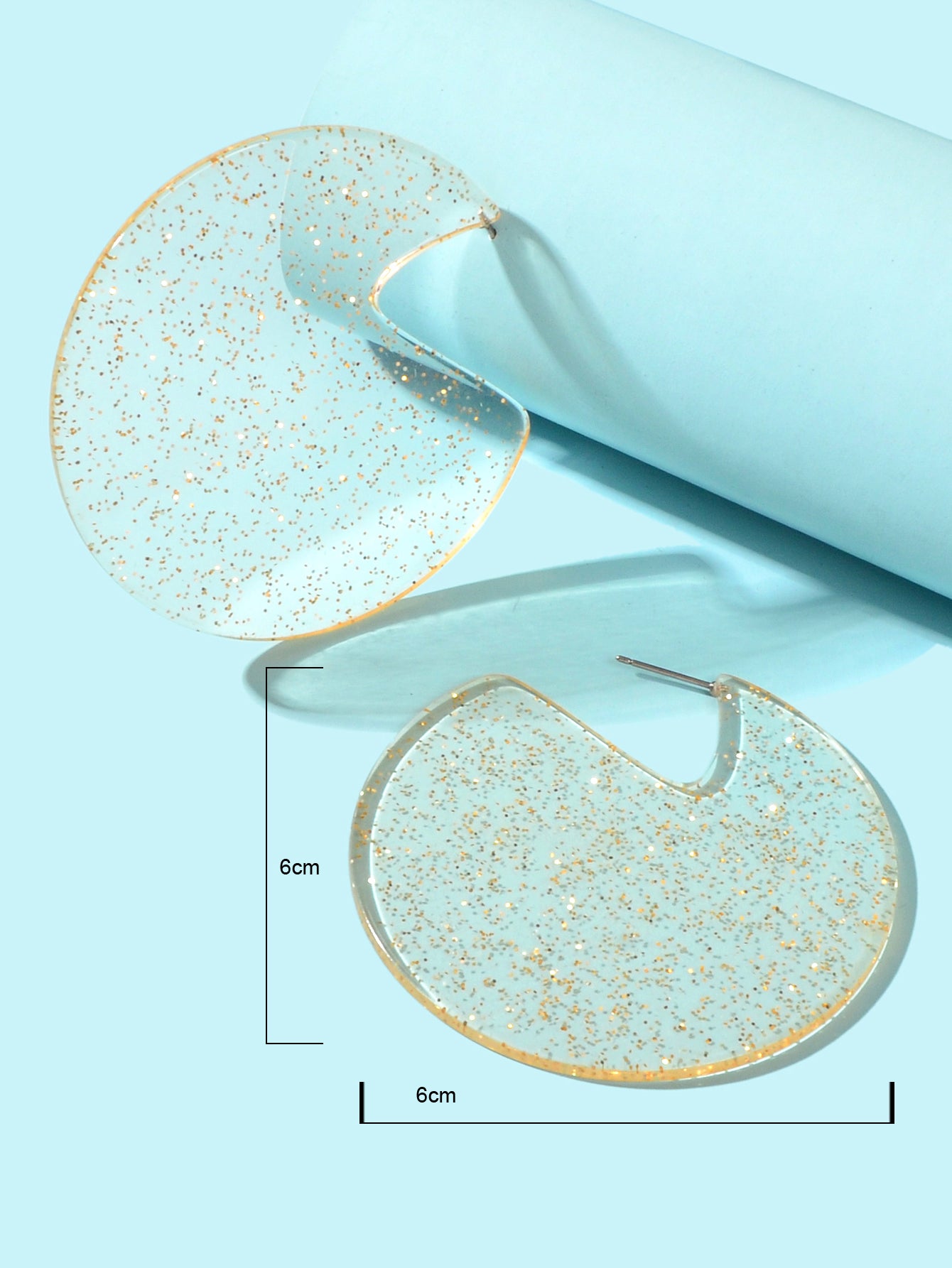 Sparkly Bohemian Chic Sequins Resin Big Transparent Hoop Statement Earrings Gift