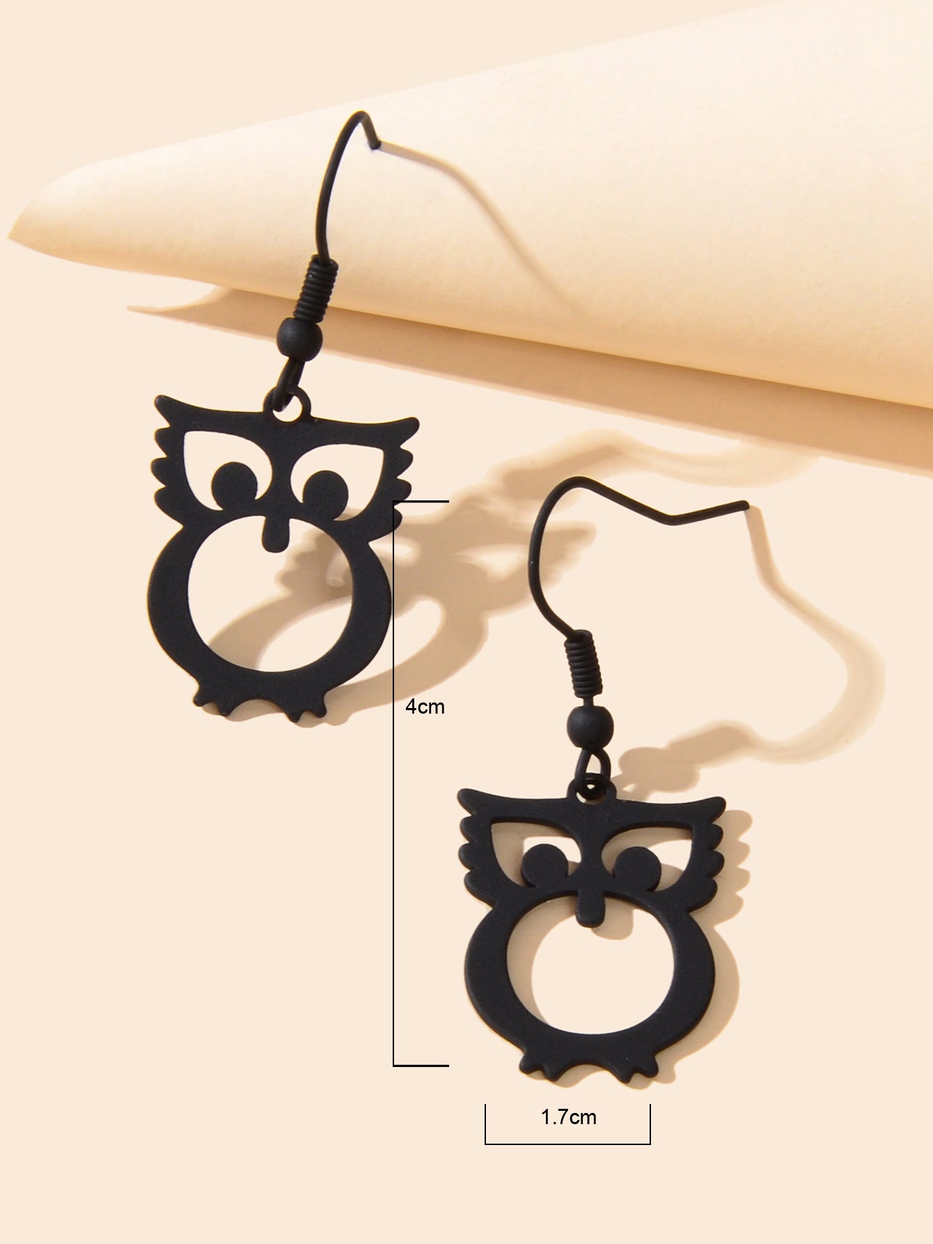 Black Hollow out Minimalist Cute Owl Dangle Hook Earrings Animal Pendant Jewelry