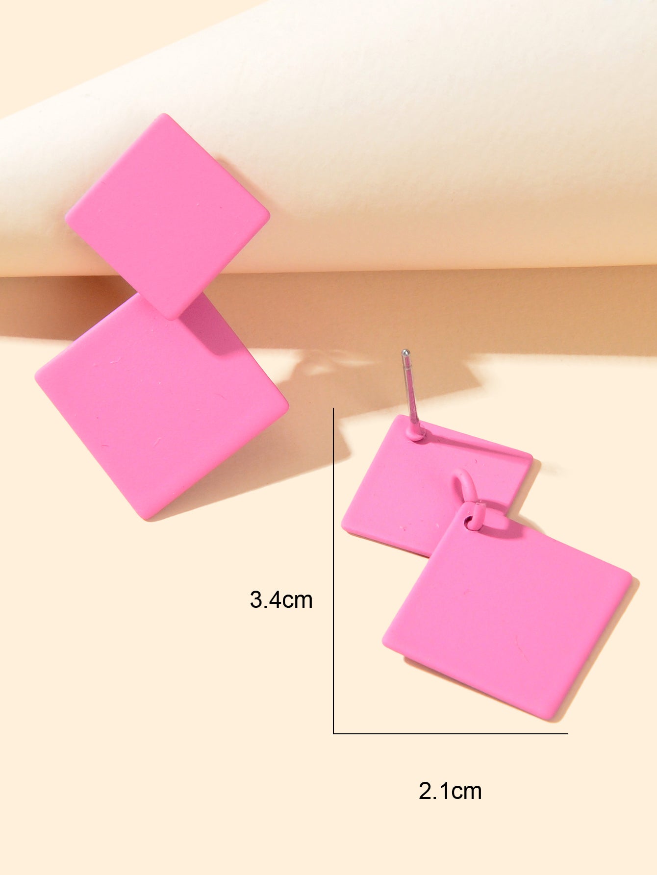 Chic Colourful Enamel Square Simple Geometric Stud Earrings Statement Jewellery