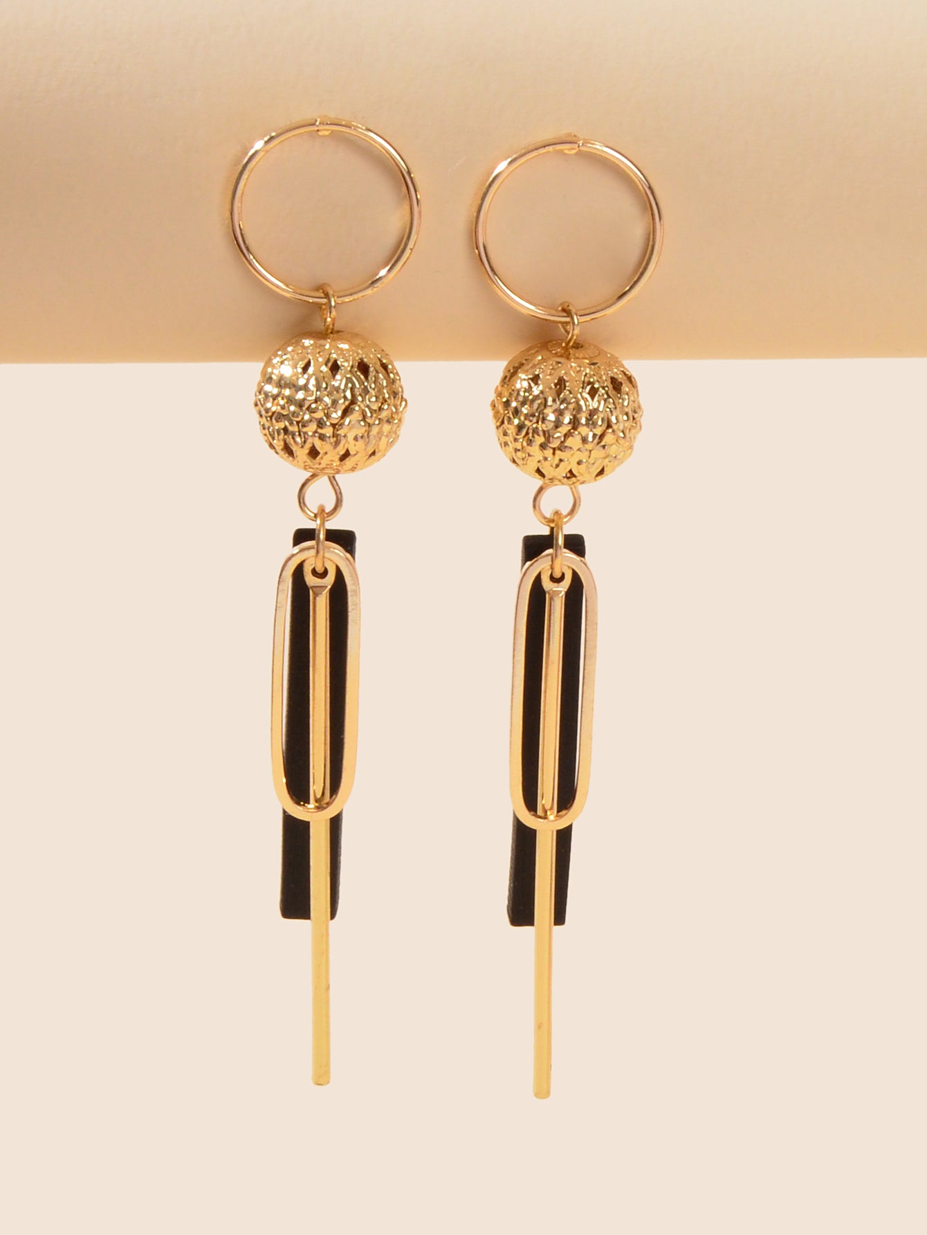Gold Bar Dangle Geometric Line Stick Ball Circle Drop Exaggerate Square Earrings