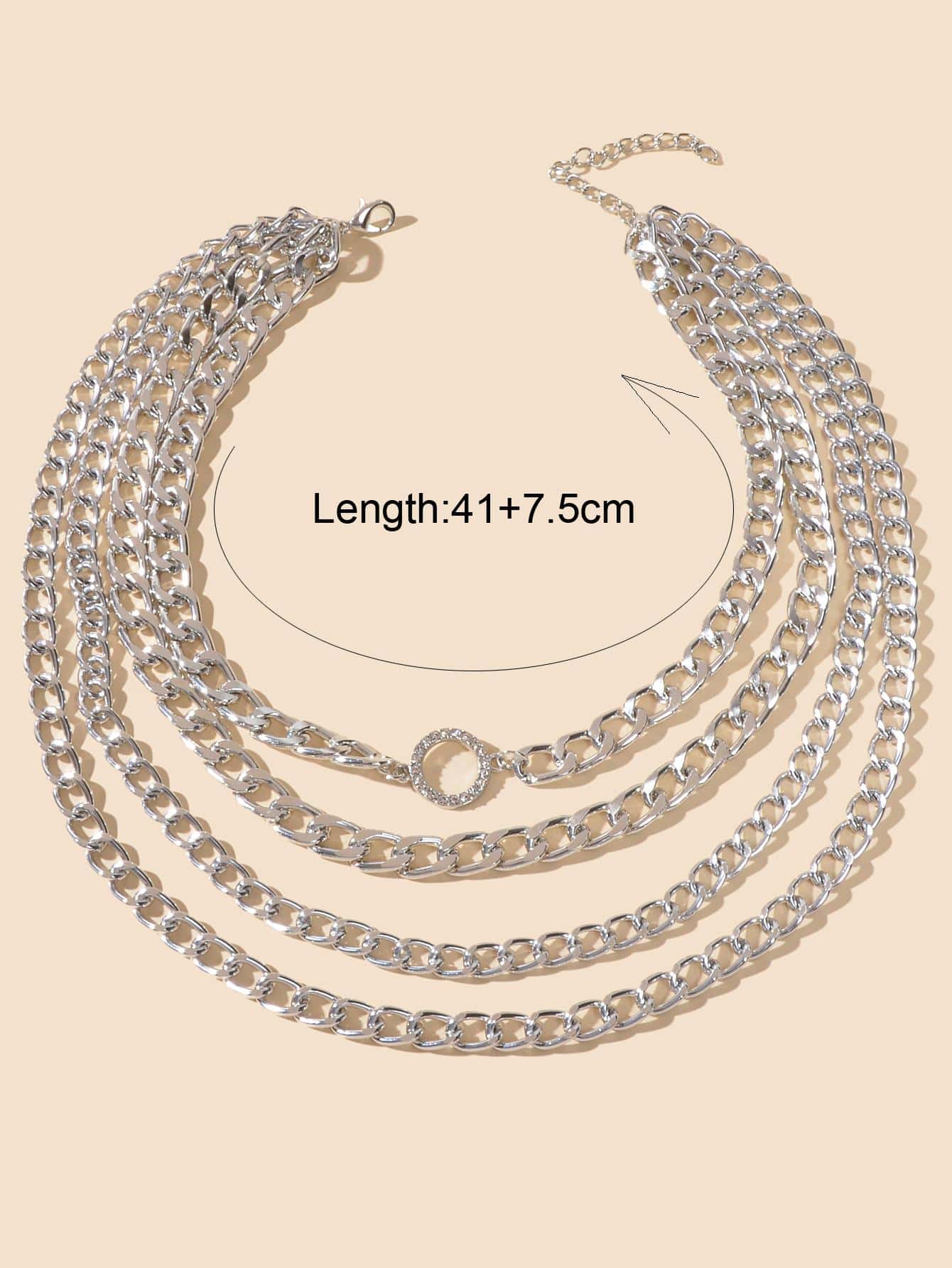 Rhinestone Decor Layered Necklace Chunky Collar Punk Choker