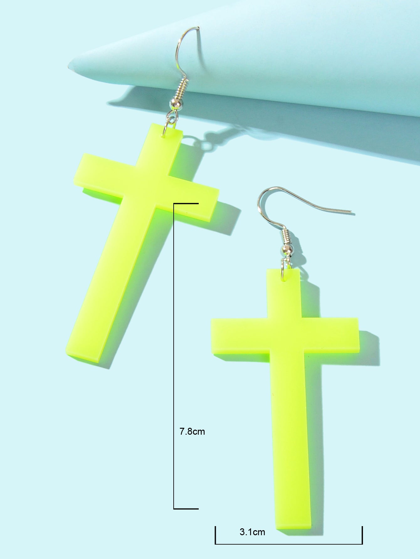 Punk Statement Acrylic Cross Dangle Hook Earrings Costume Fashion Accessories