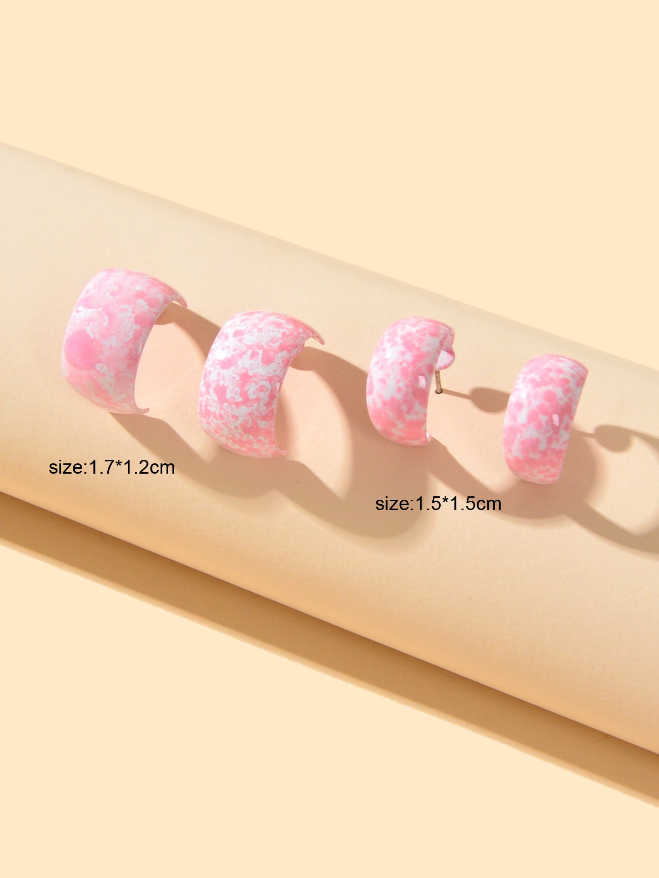 2 pairs/set Female Jewelry Personality Pink Hoop C shape Huggie Pierced Earrings