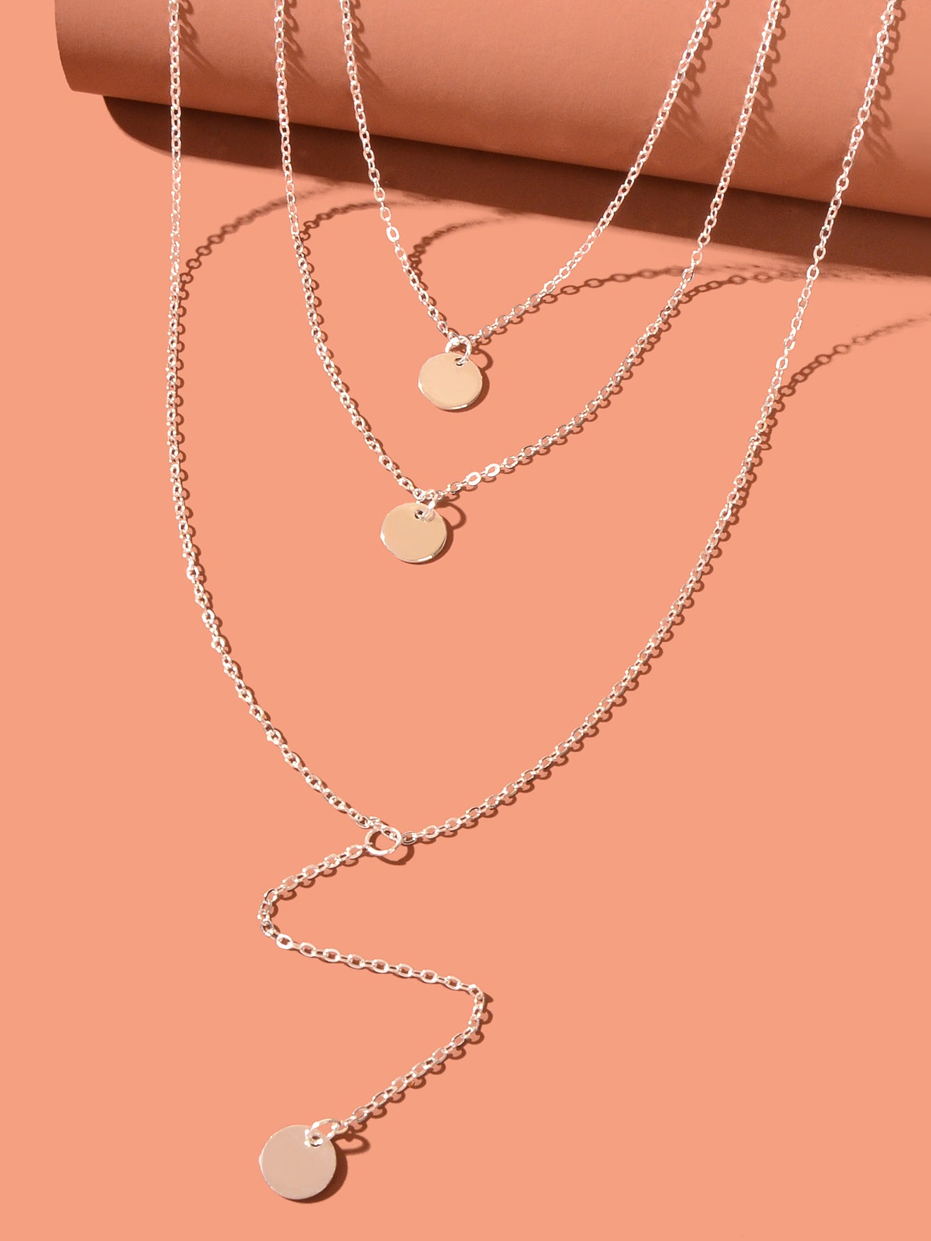 Boho Chic Multi-layer Gold Silver Chain Disc Pendant Long Lariat Y Drop Necklace