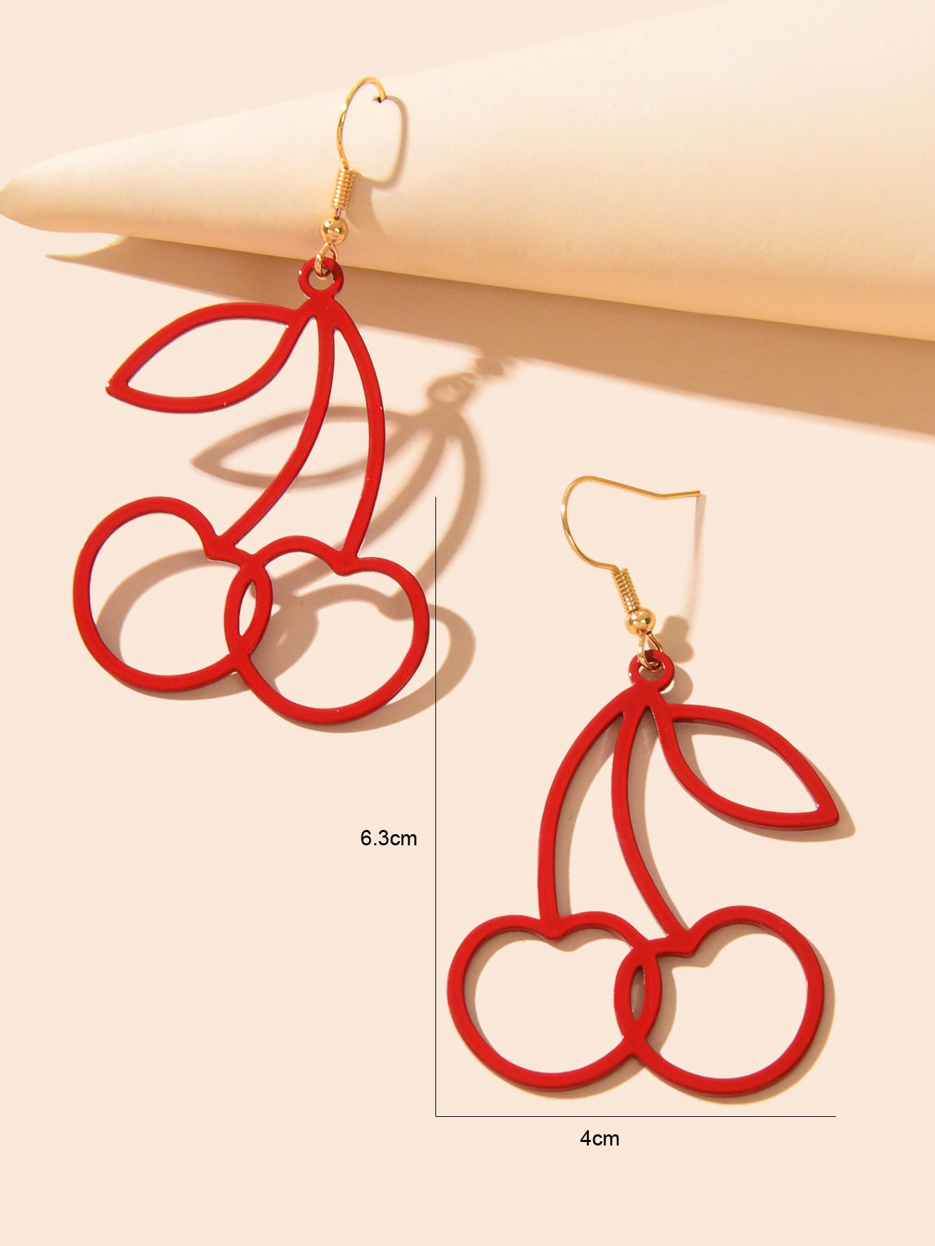 Lovely Red Hollow Out Large Cherry Dangle Earrings Dainty Gifts Fruit Jewellery